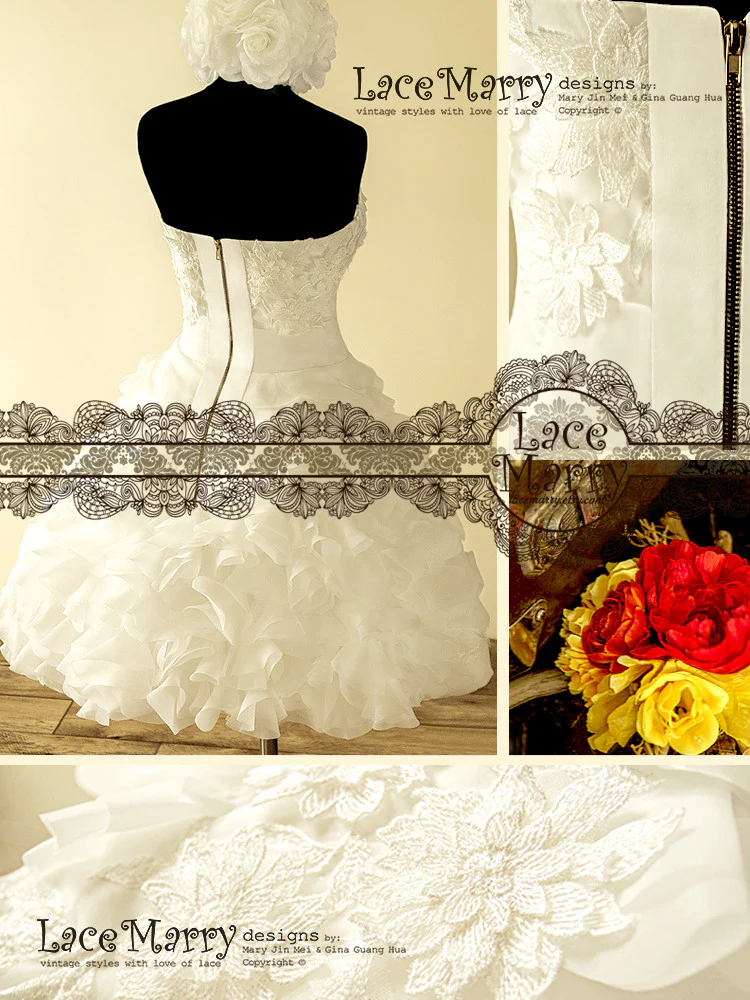 1950's Inspired Short Wedding Dress - Image 4