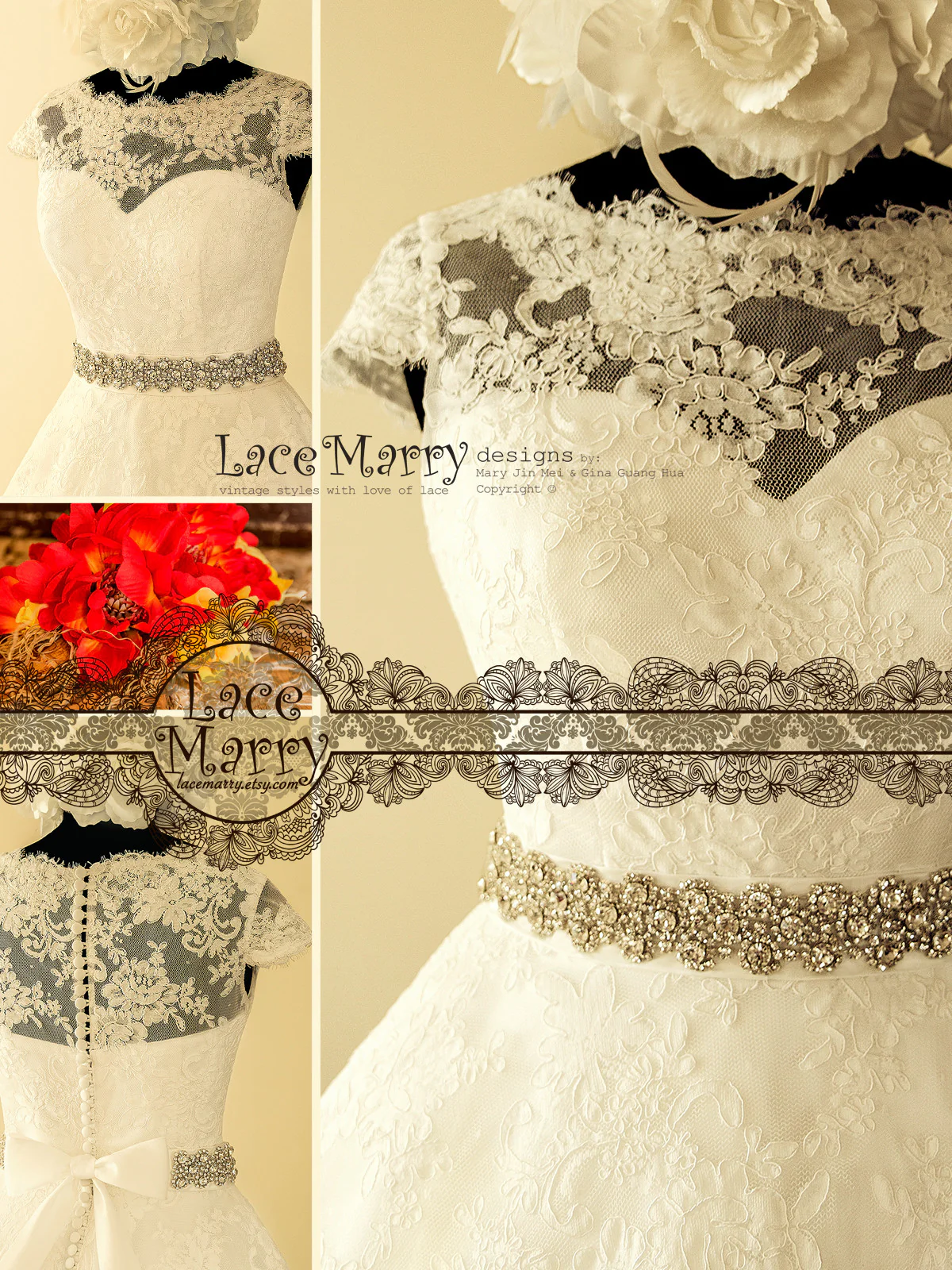 1950's Style Wedding Dress from Alencon Lace - Image 3