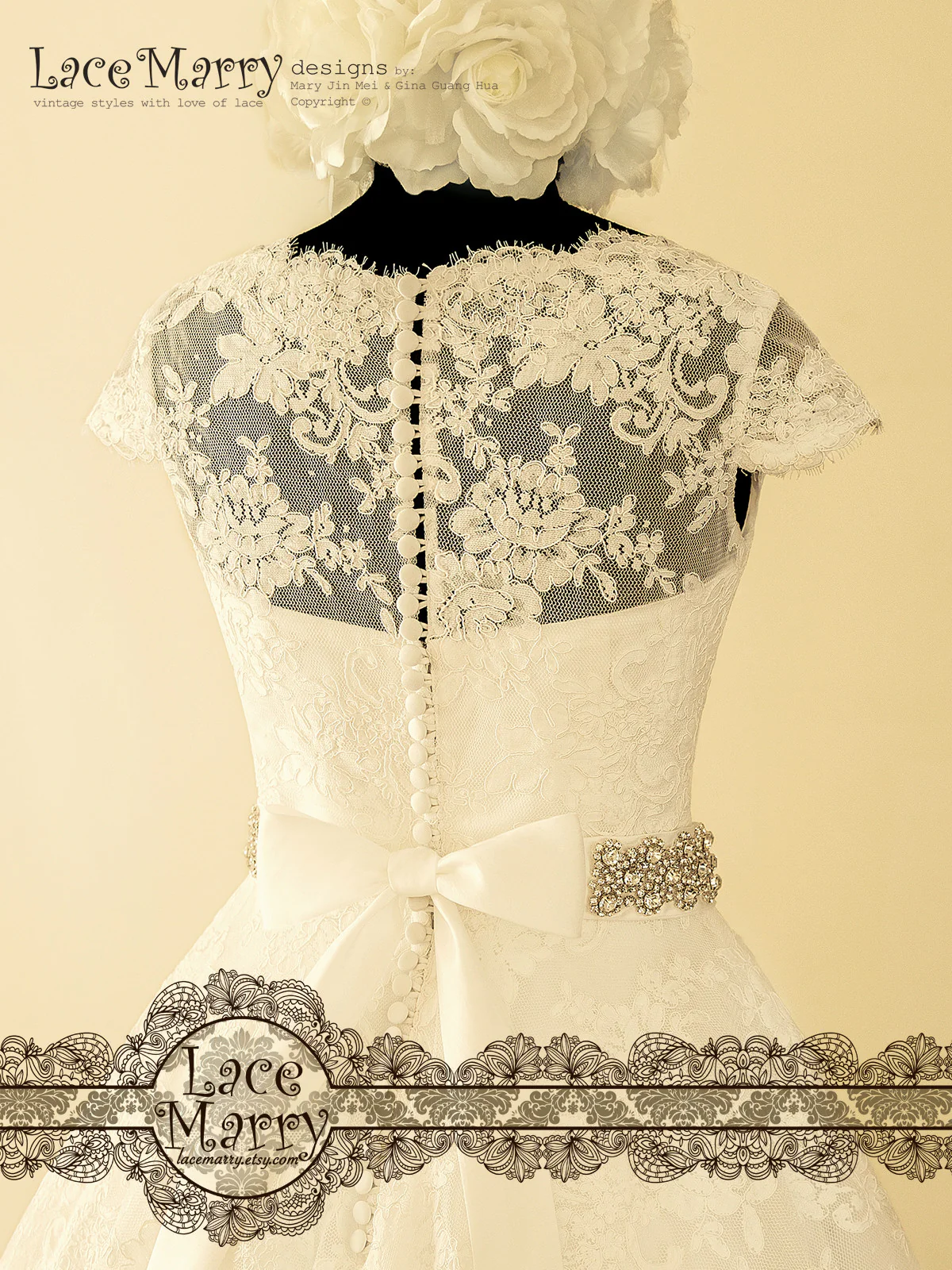 1950's Style Wedding Dress from Alencon Lace - Image 6