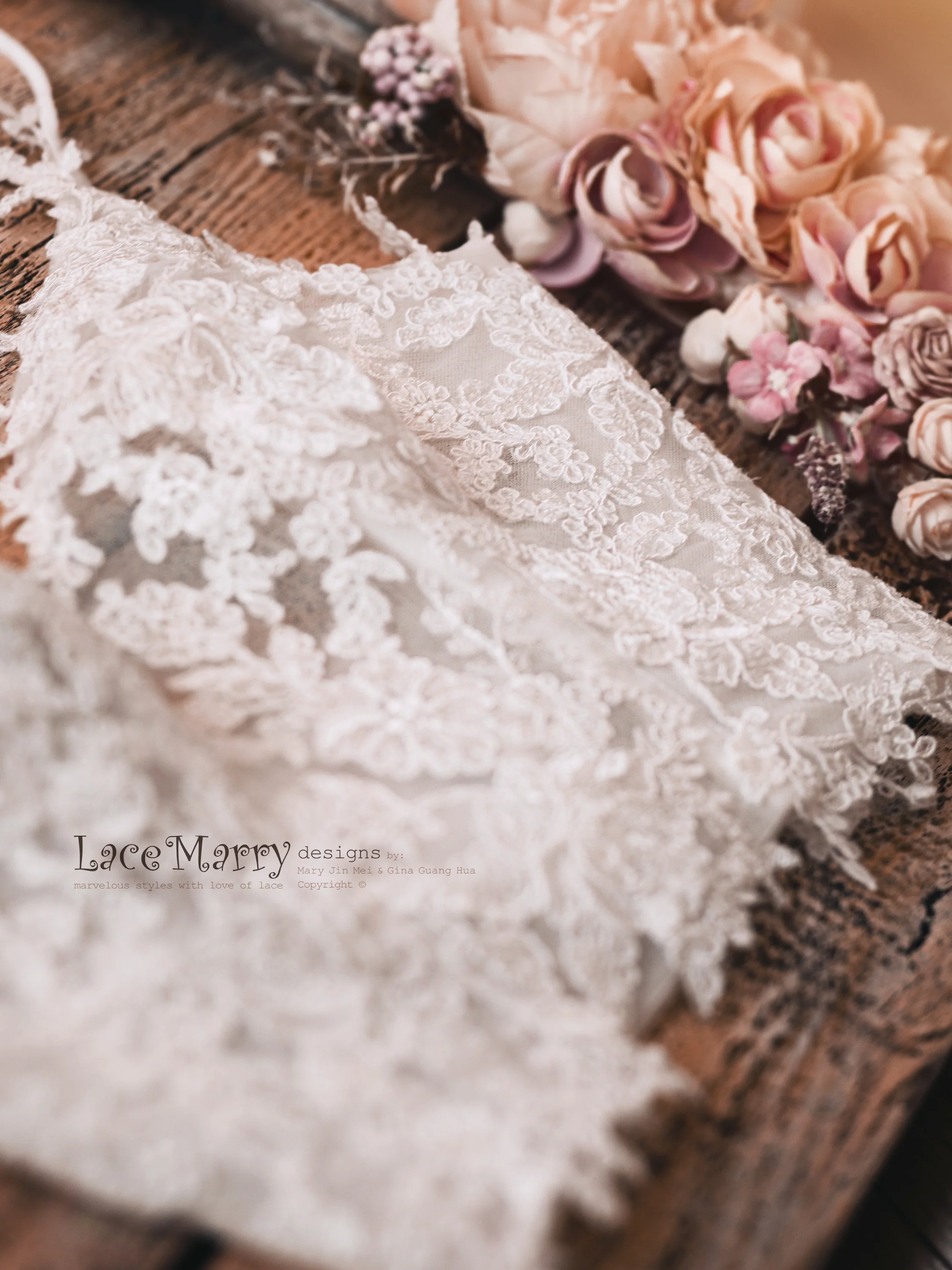 A Line Wedding Dress with Sexy Lace Crop Top - Image 11