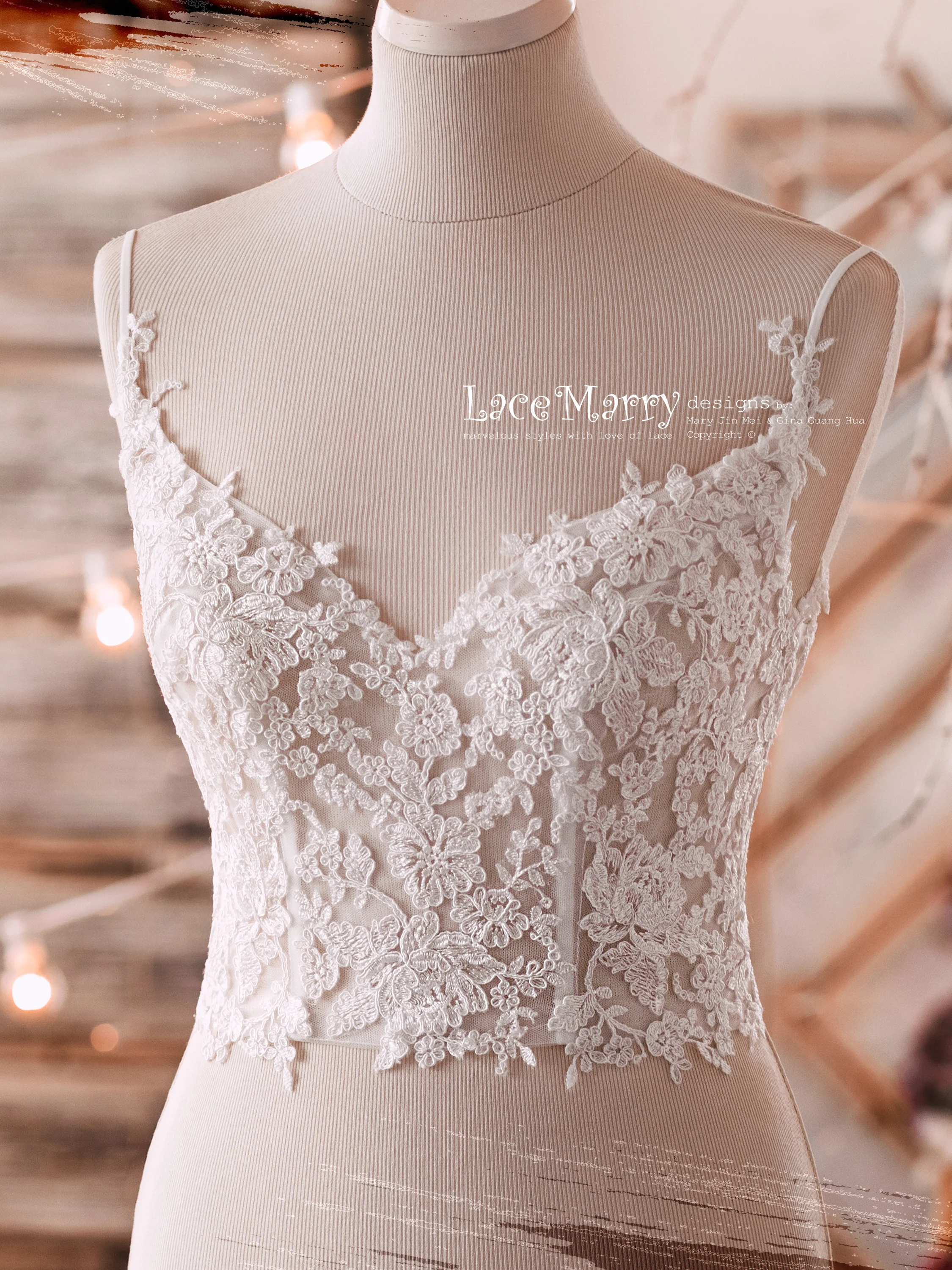 A Line Wedding Dress with Sexy Lace Crop Top - Image 5