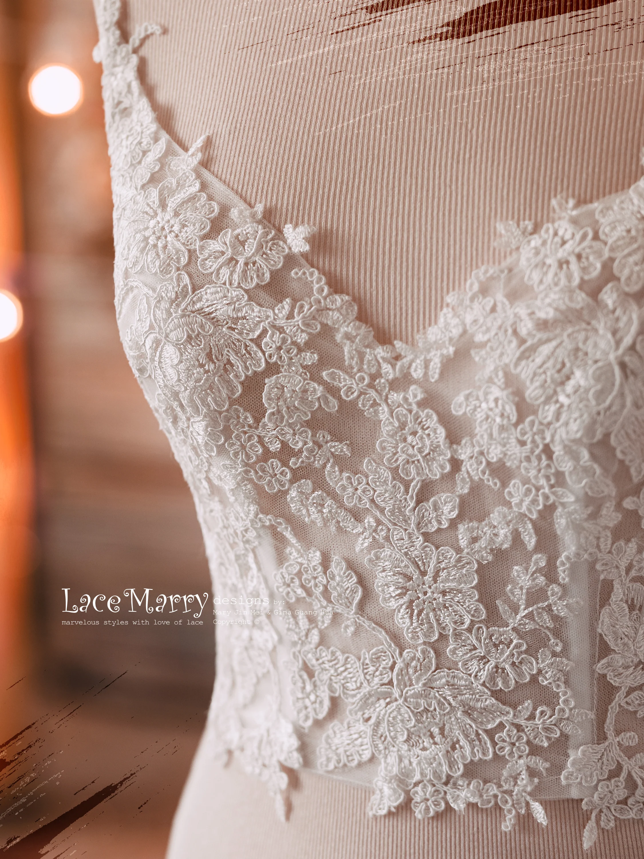 A Line Wedding Dress with Sexy Lace Crop Top - Image 9