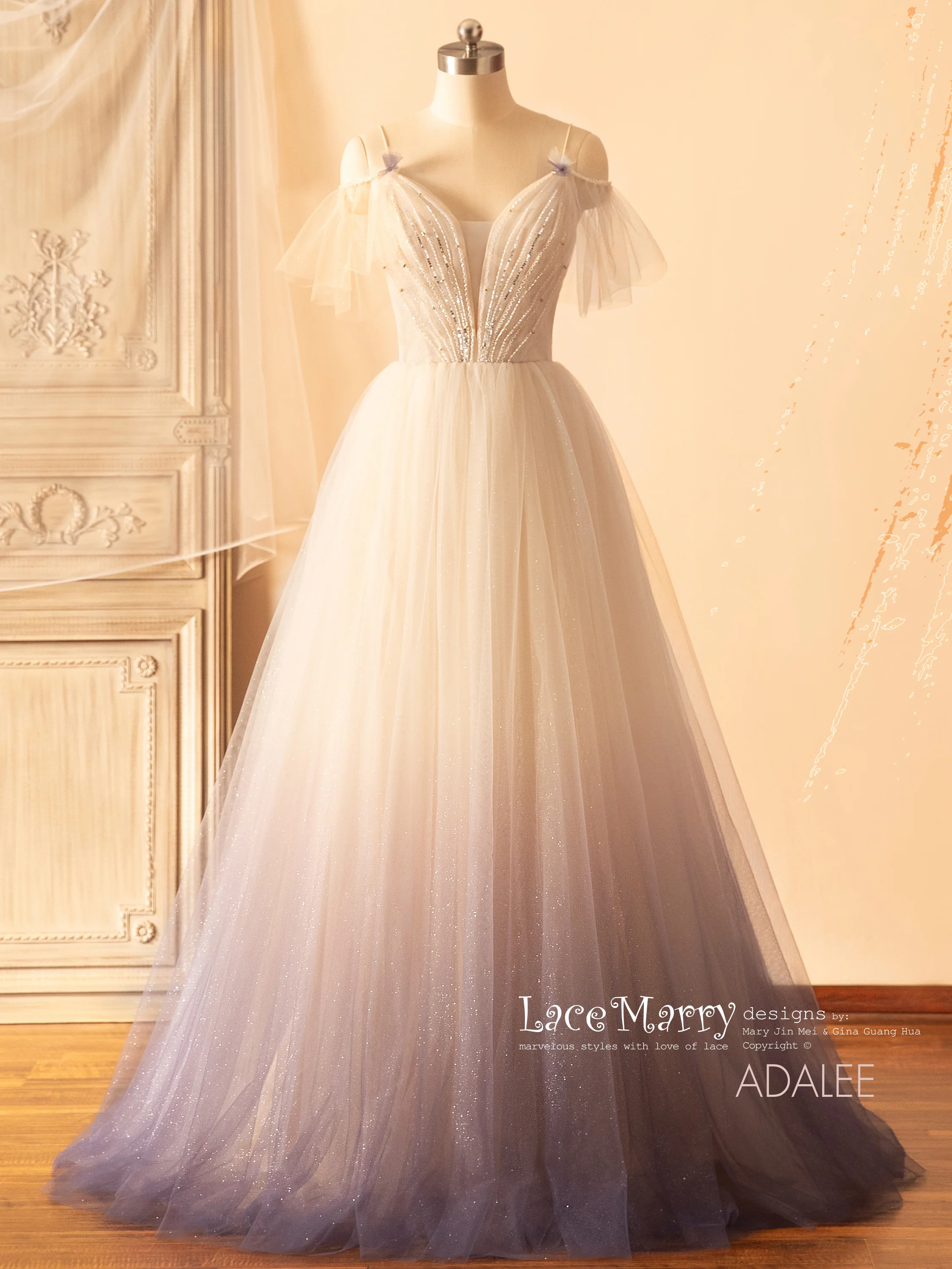 ADALEE / Ombre Glitter Wedding Dress with Purple and Nude Tone - Image 3