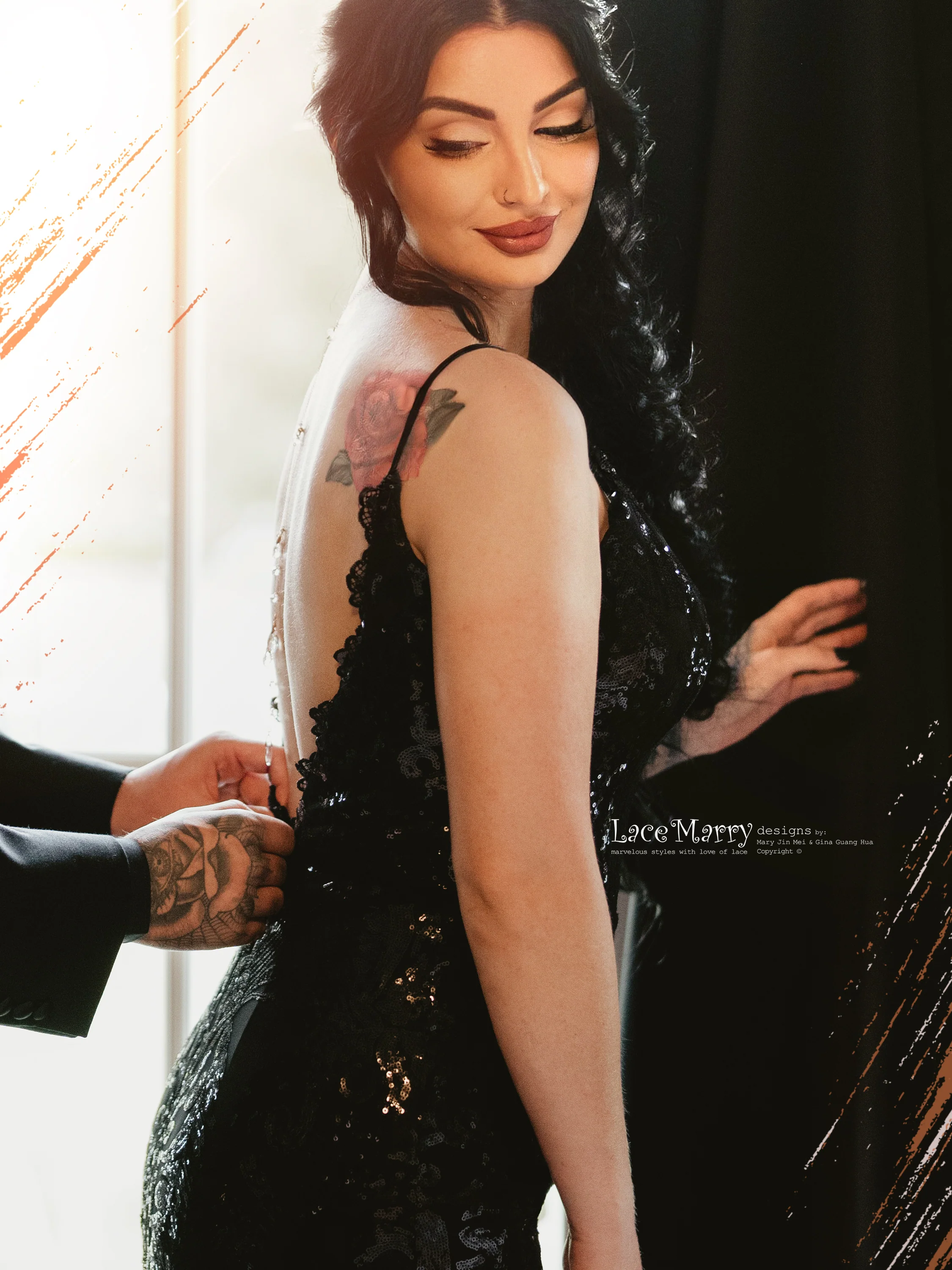 ALLISON / Sparkling Black Wedding Dress with Removable Train - Image 5