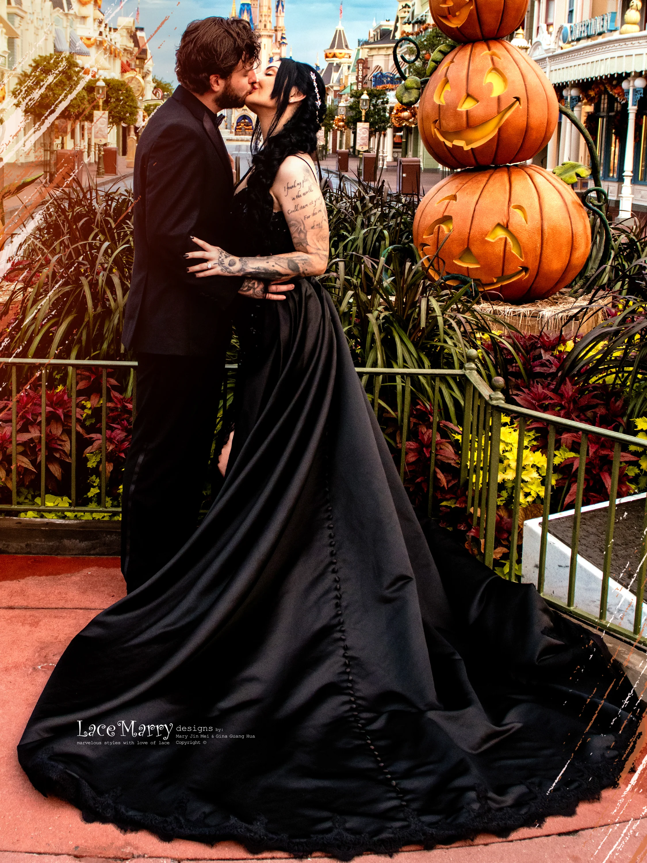 ALLISON / Sparkling Black Wedding Dress with Removable Train - Image 7