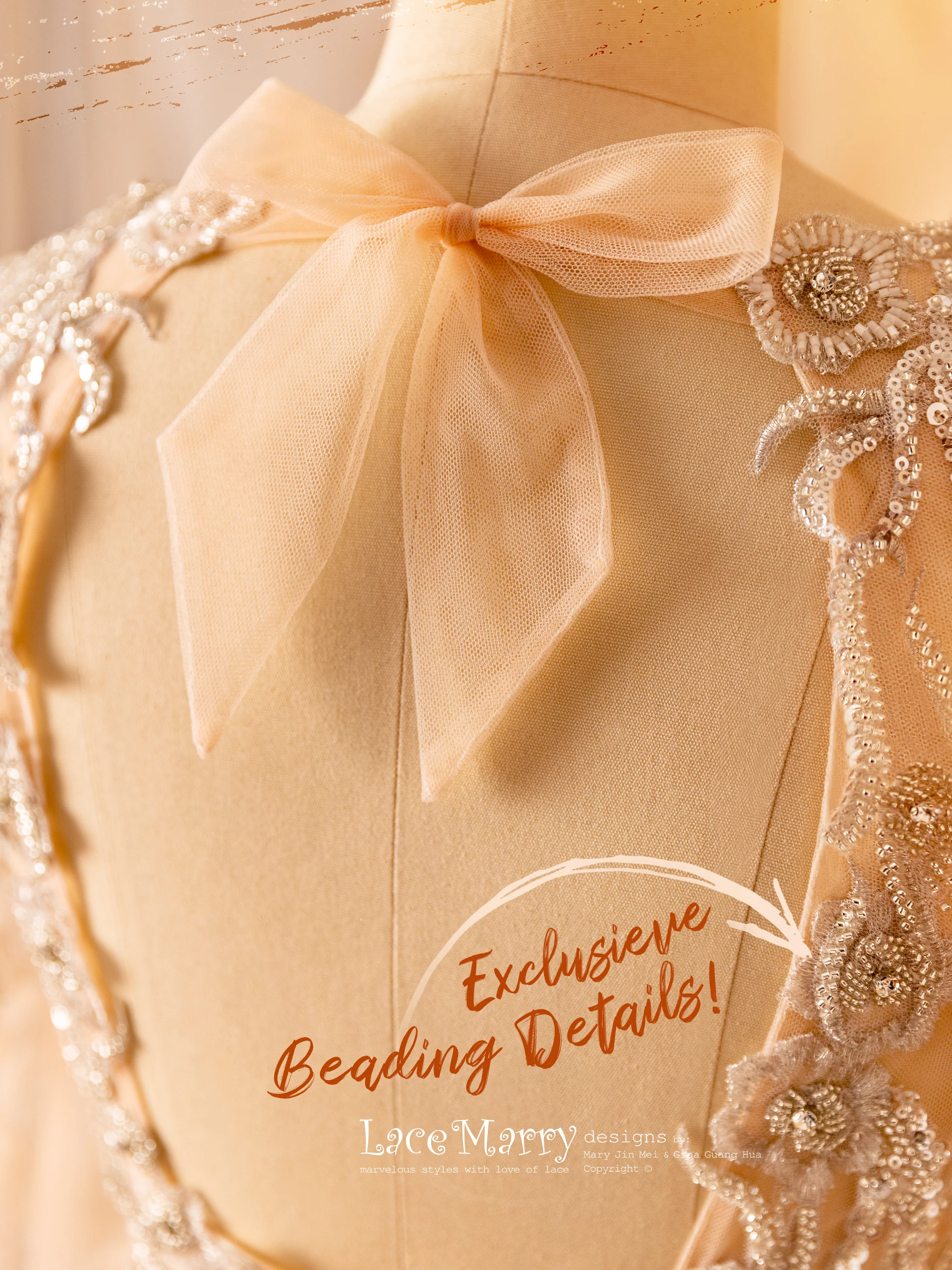 ANZU / Sophisticated Fitted Wedding Dress with Puff Shoulder Sleeves - Image 9