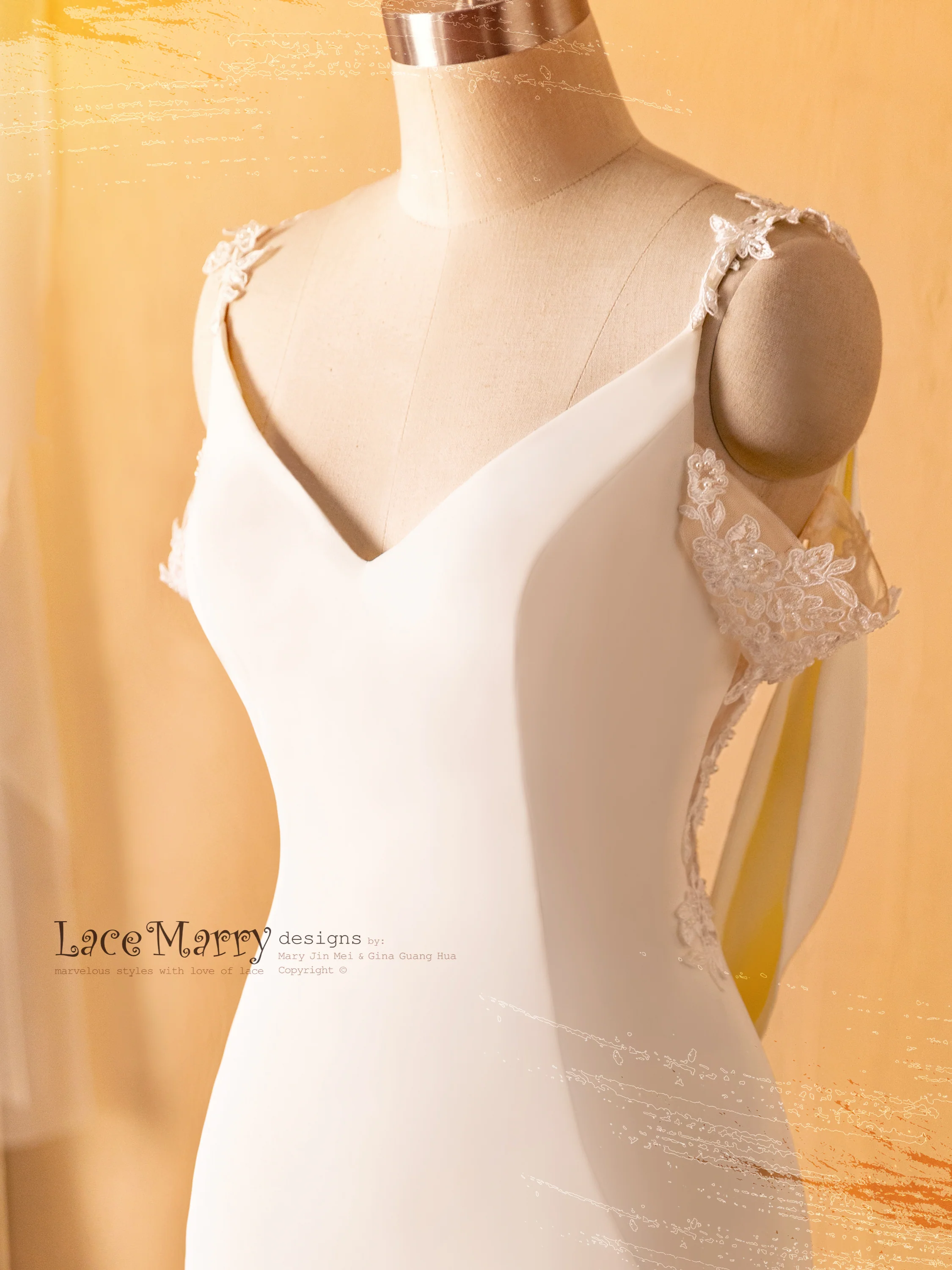 AQUENE / Romantic Dropped Back Wedding Dress - Image 4