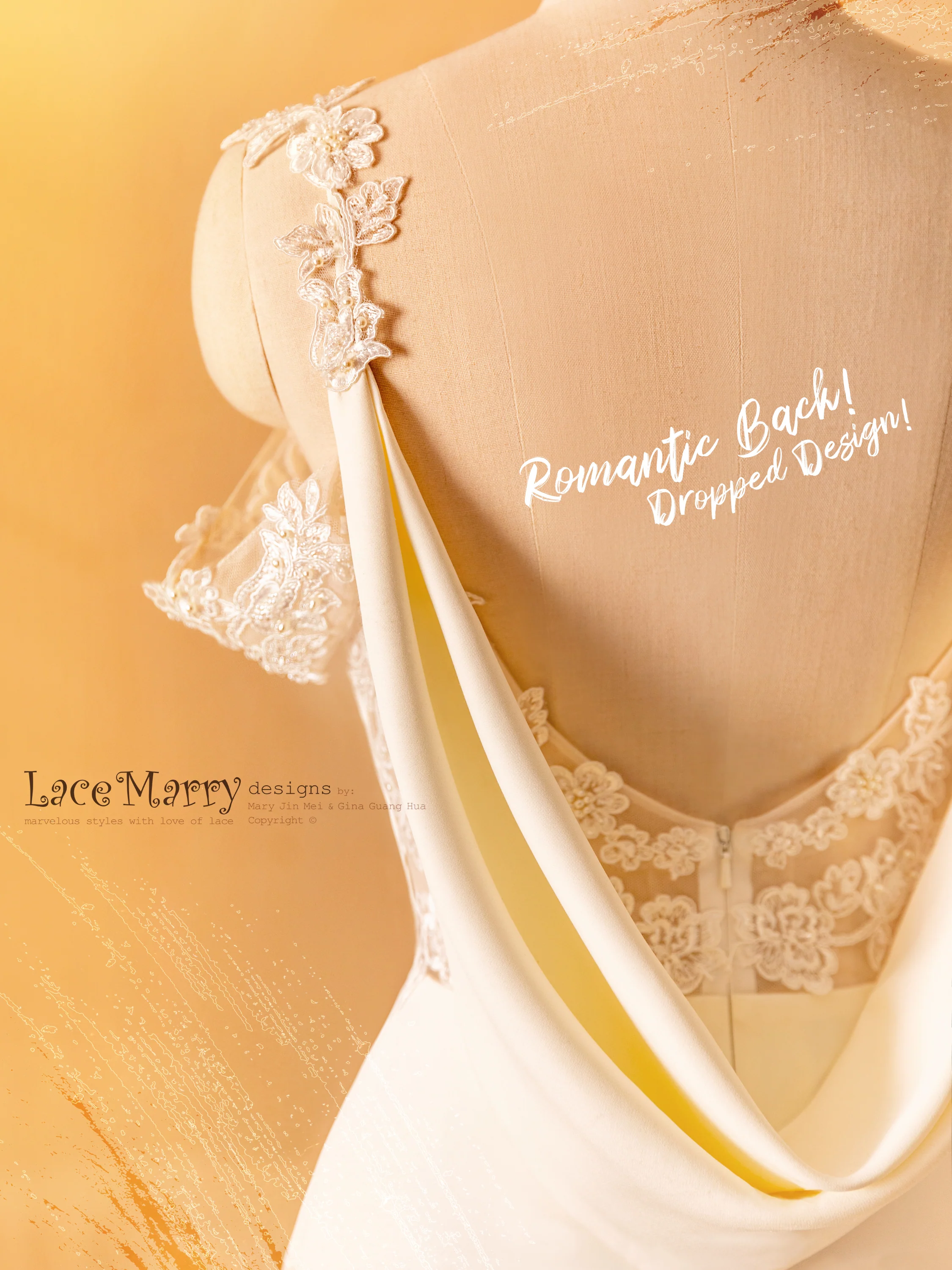 AQUENE / Romantic Dropped Back Wedding Dress - Image 5