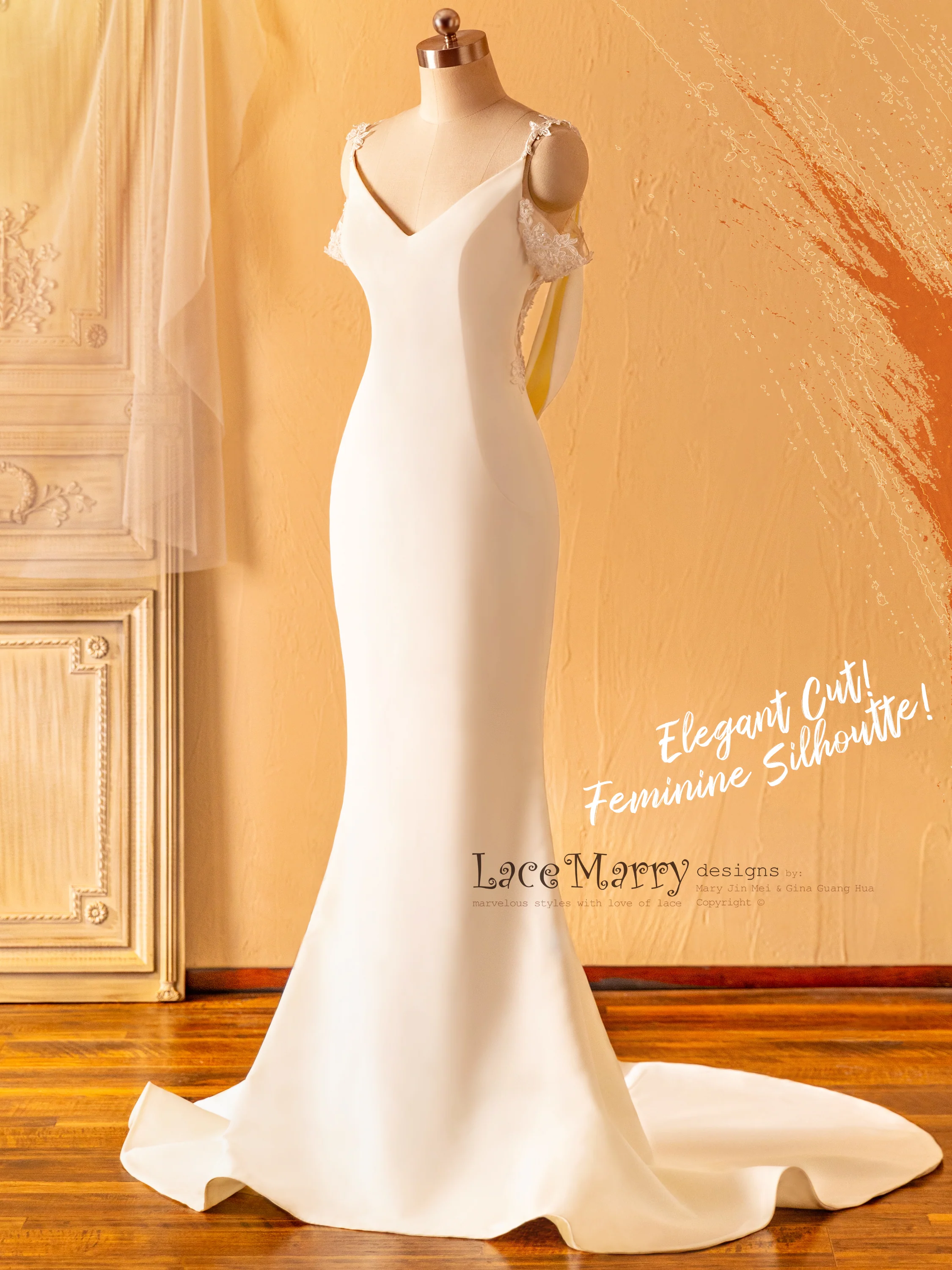 AQUENE / Romantic Dropped Back Wedding Dress - Image 8