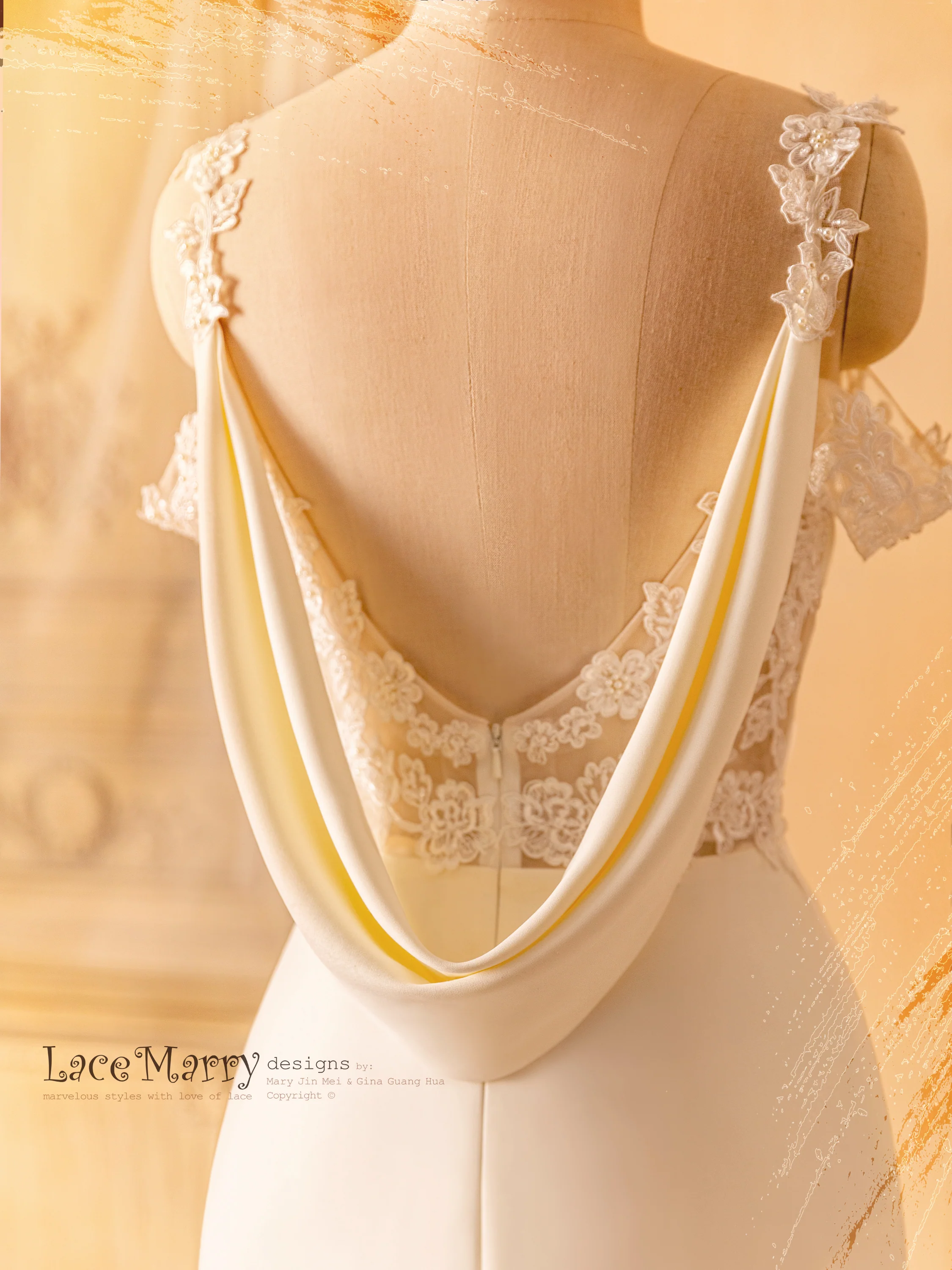 AQUENE / Romantic Dropped Back Wedding Dress - Image 9