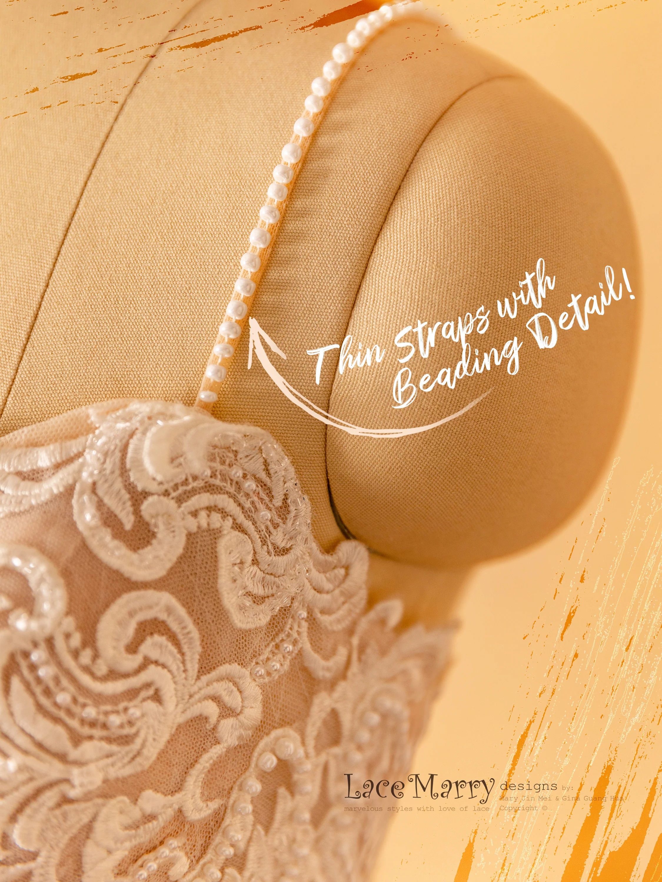 ARIA / Amazing Wedding Dress with Swirl Appliques - Image 8