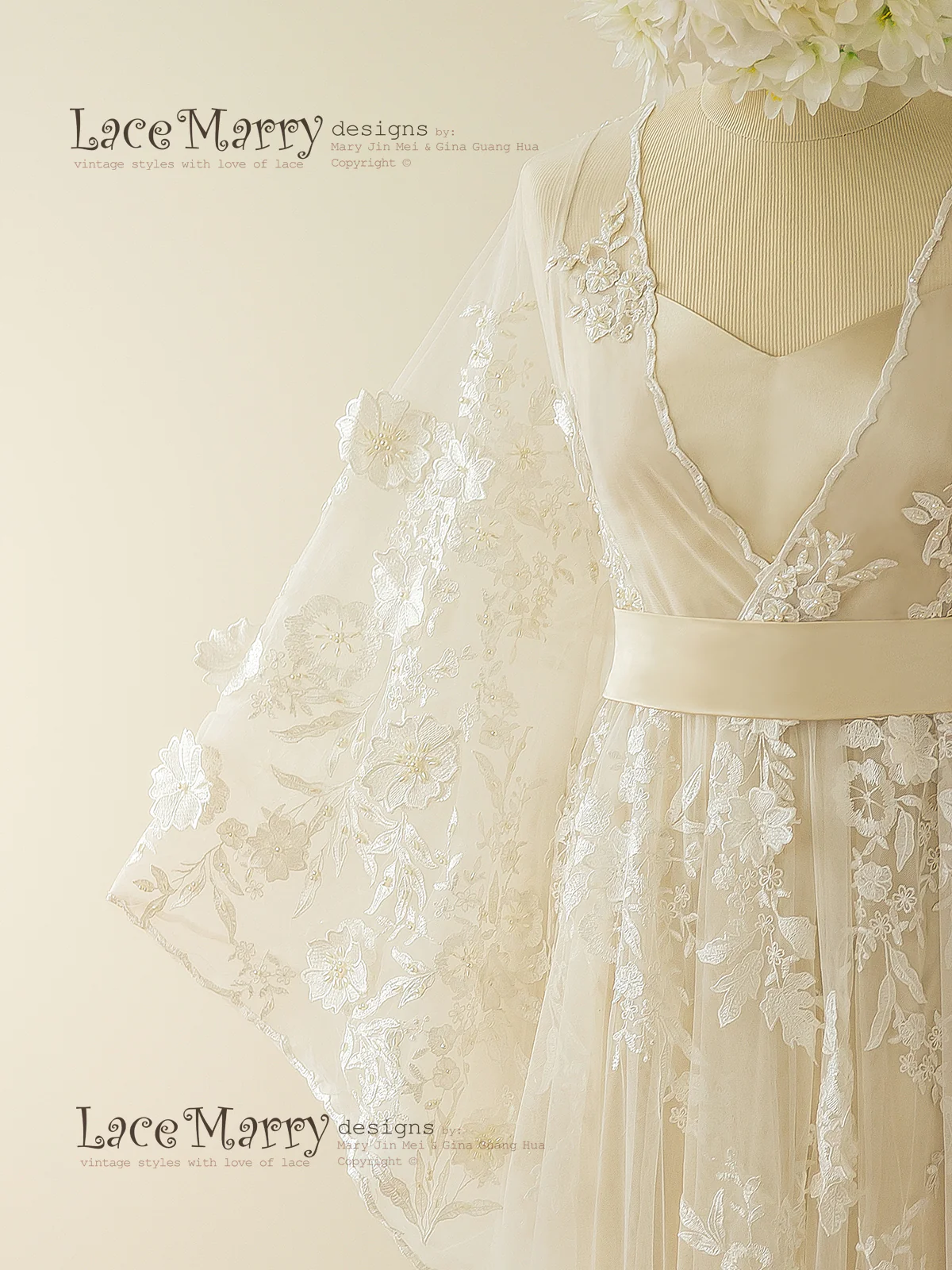 Bohemian Lace Wedding Dress in Kaftan Style - Image 9