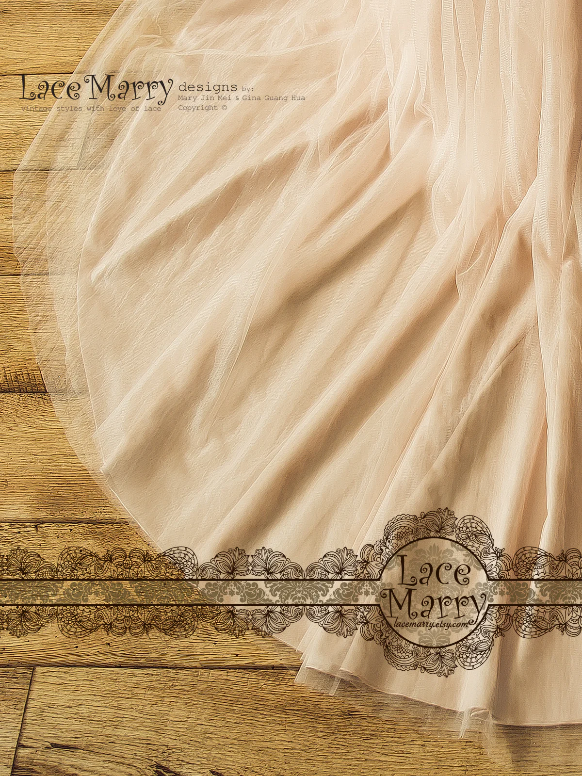 Boho Blush Wedding Dress with Ivory Lace 3D Flower Appliques - Image 6