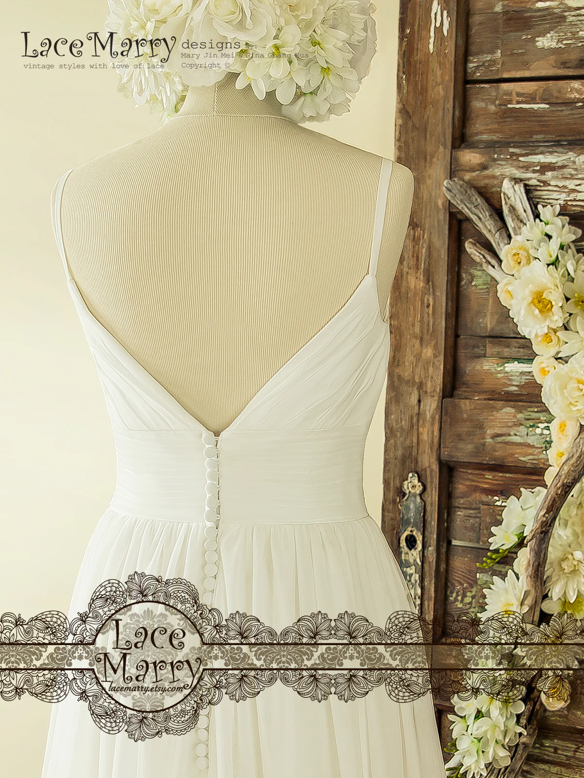 Boho Summer Wedding Dress from Soft Tulle in A Line Shape - Image 4