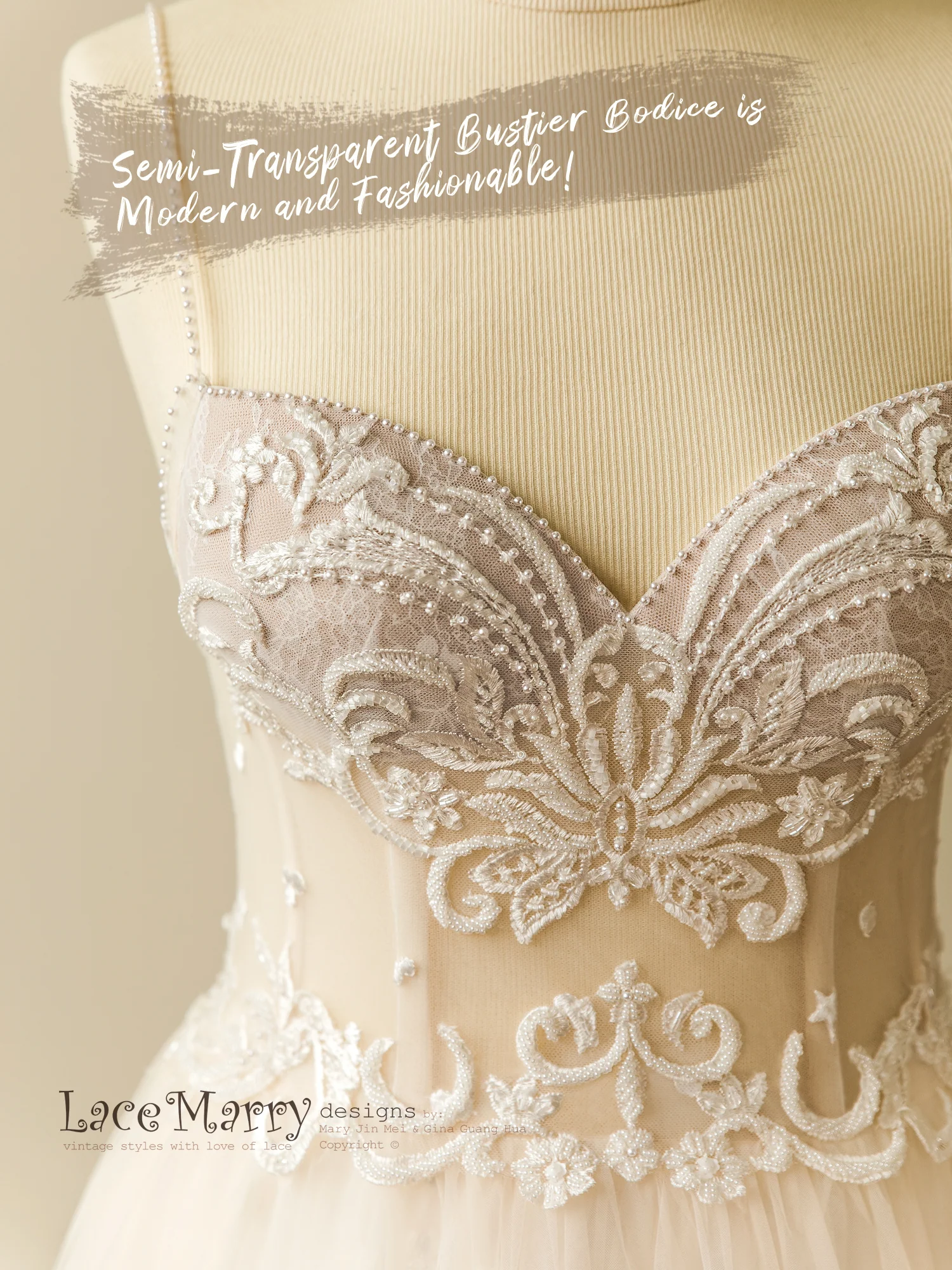Bustier Bodice Wedding Dress with Extra Thin Straps - Image 14