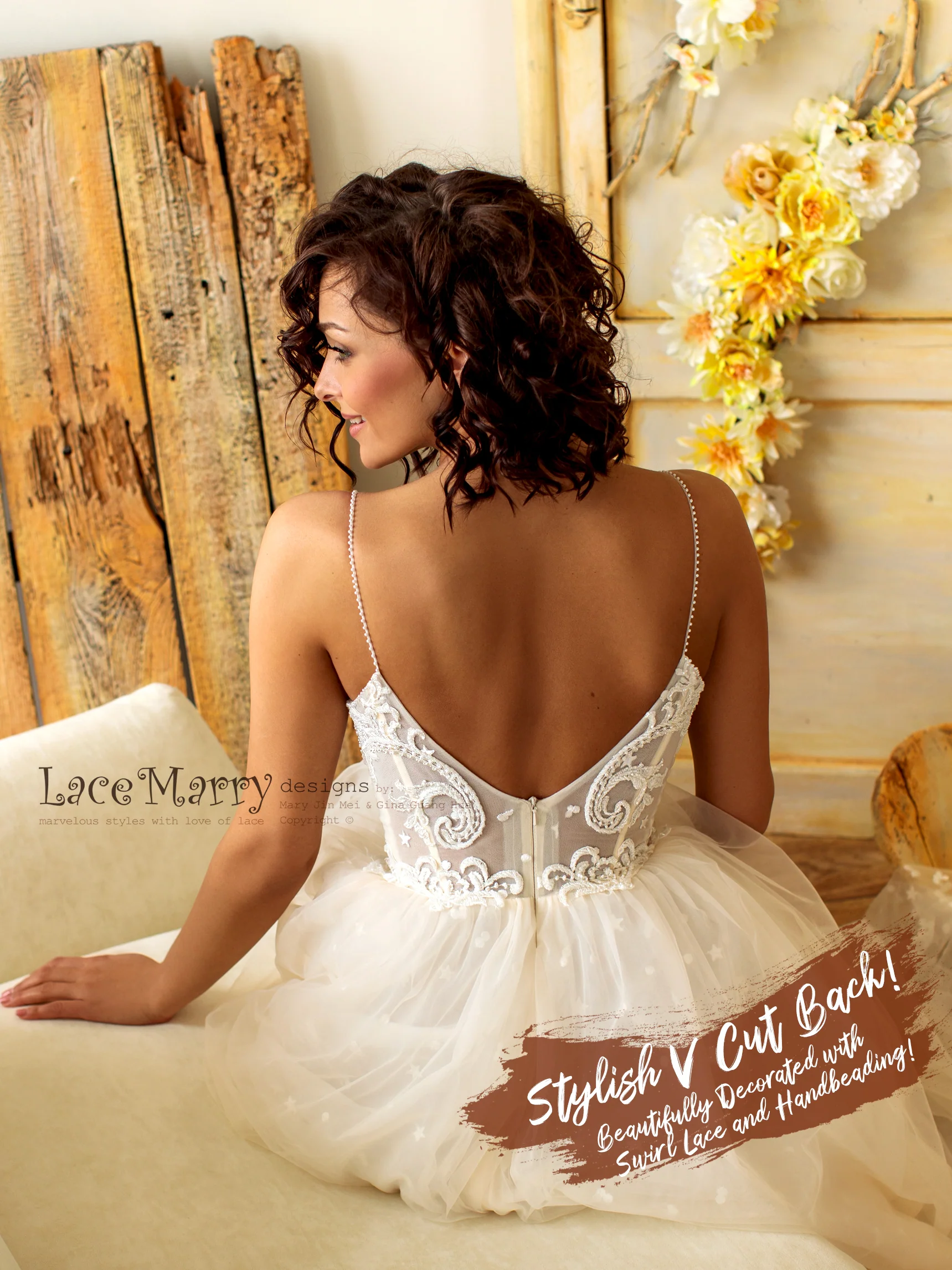 Bustier Bodice Wedding Dress with Extra Thin Straps - Image 3