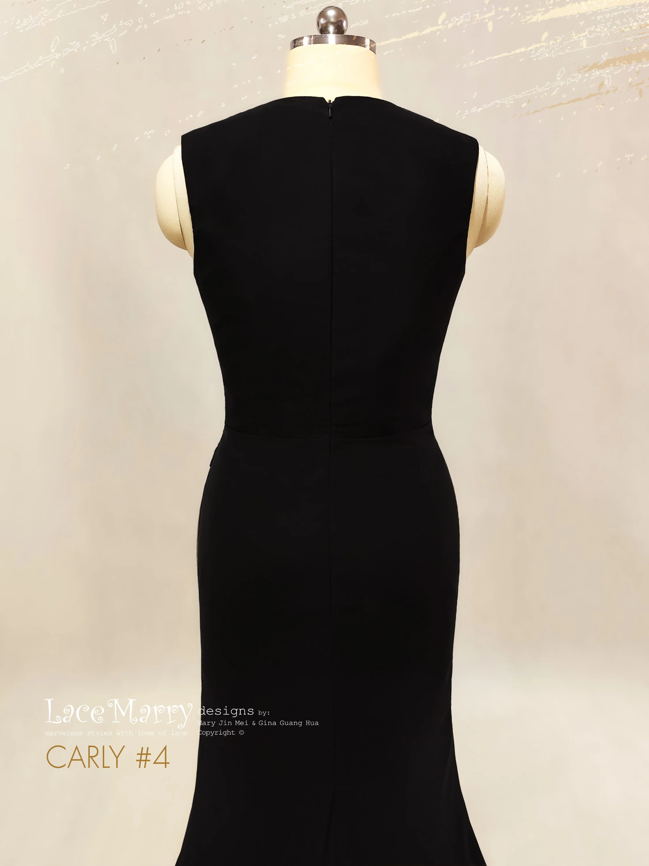 CARLY #4 / Black Wedding Dress with Deep Sexy V-Neck - Image 4