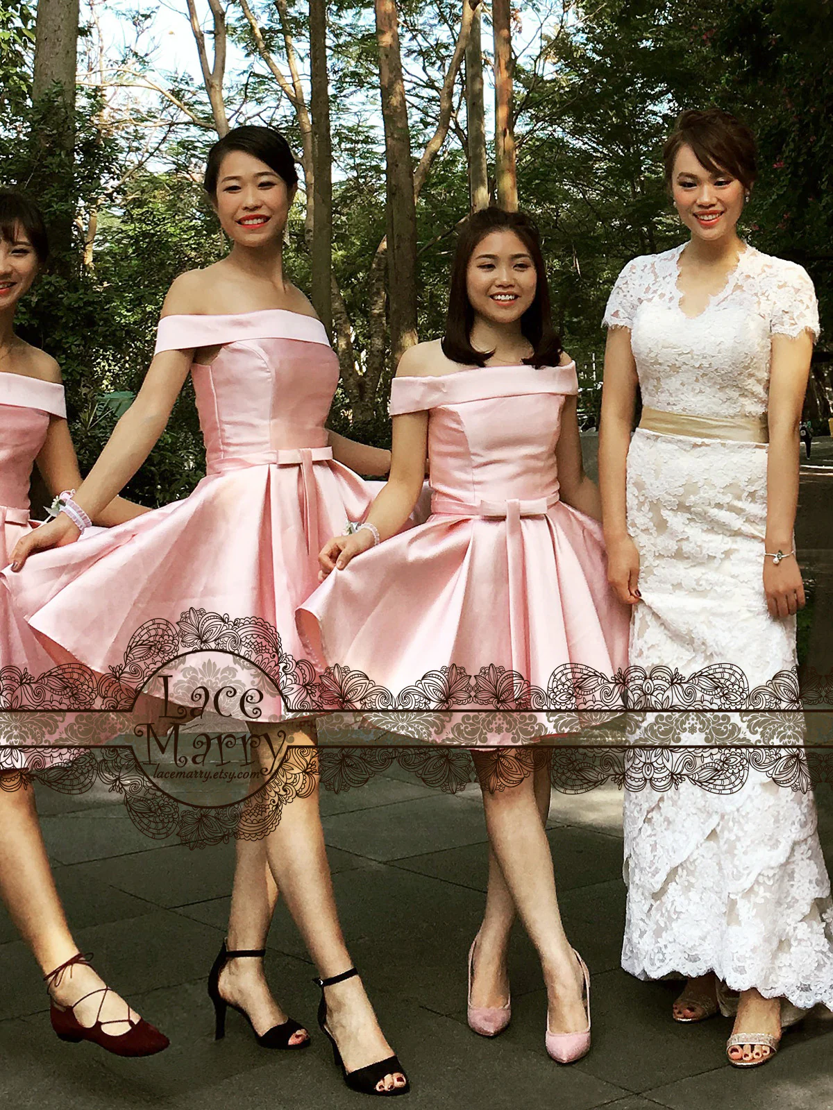 Cream Lace Wedding Dress with Illusion V Neckline - Image 5