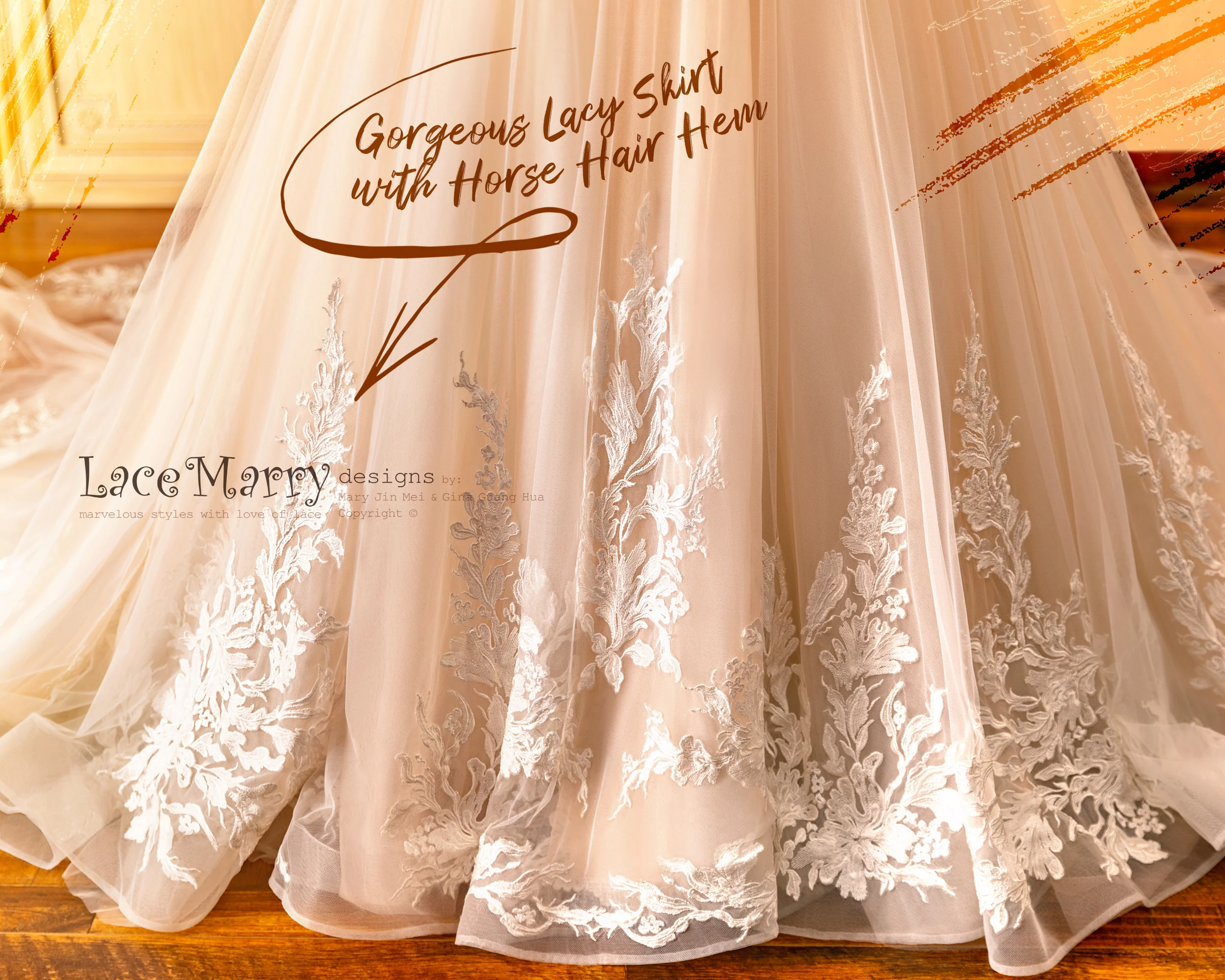 DENA / A Line Wedding Dress with Long Sleeves - Image 10