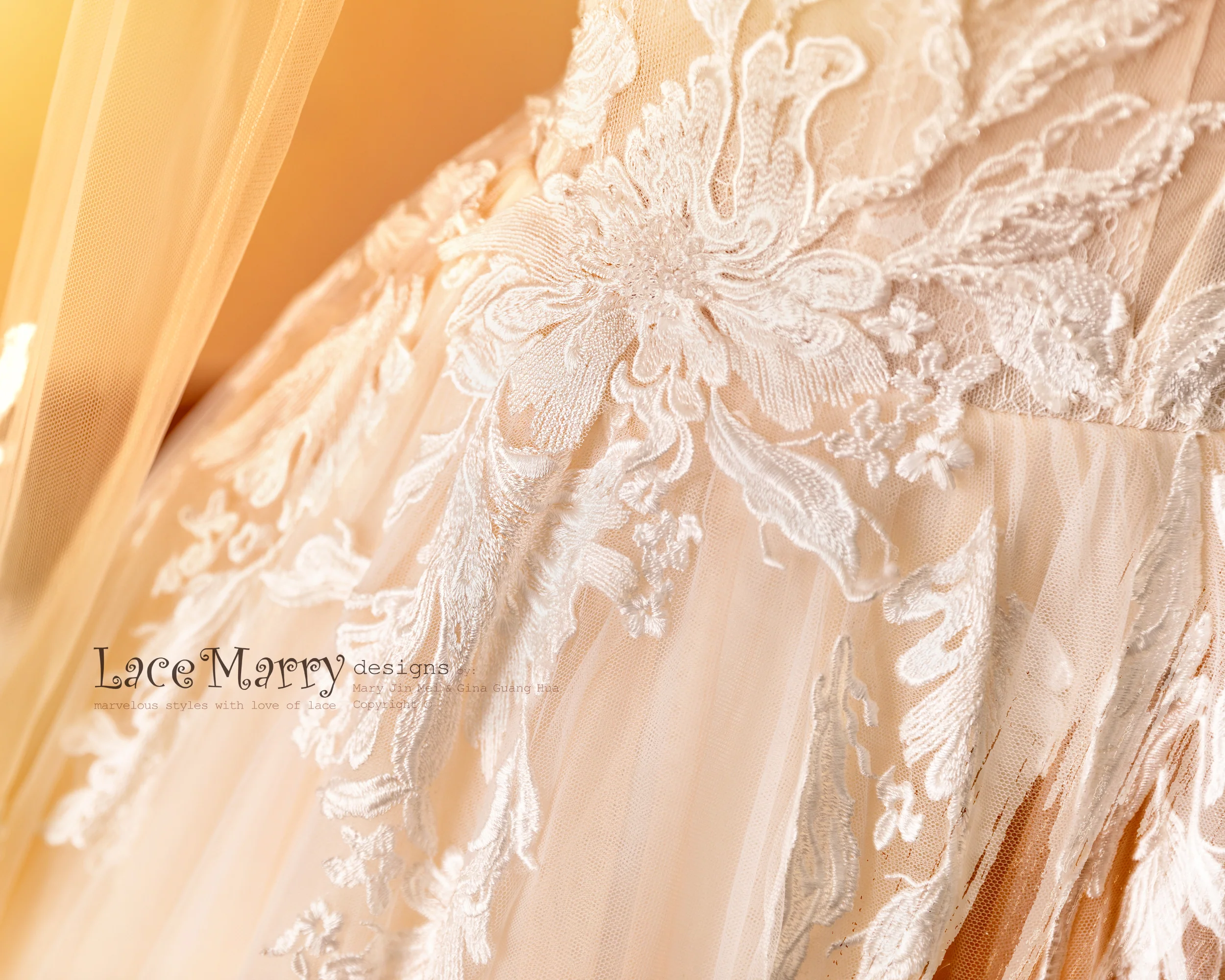 DENA / A Line Wedding Dress with Long Sleeves - Image 6