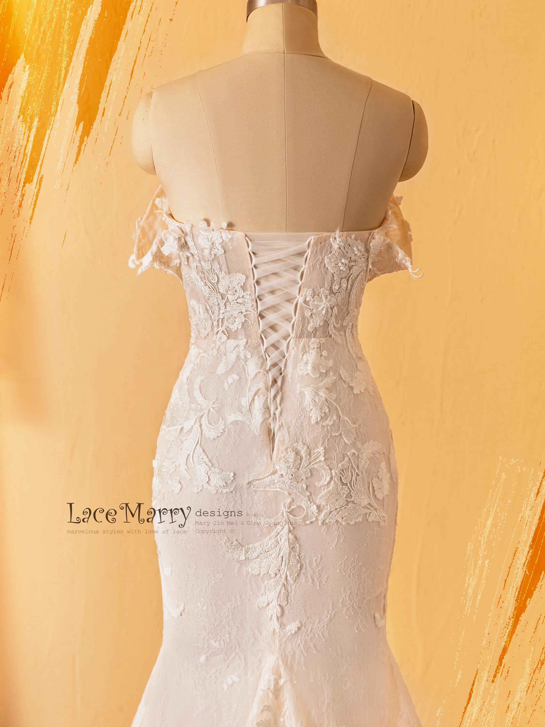 DILVA / Fitted Sparkling Wedding Dress with Removable Off Shoulder Straps - Image 7