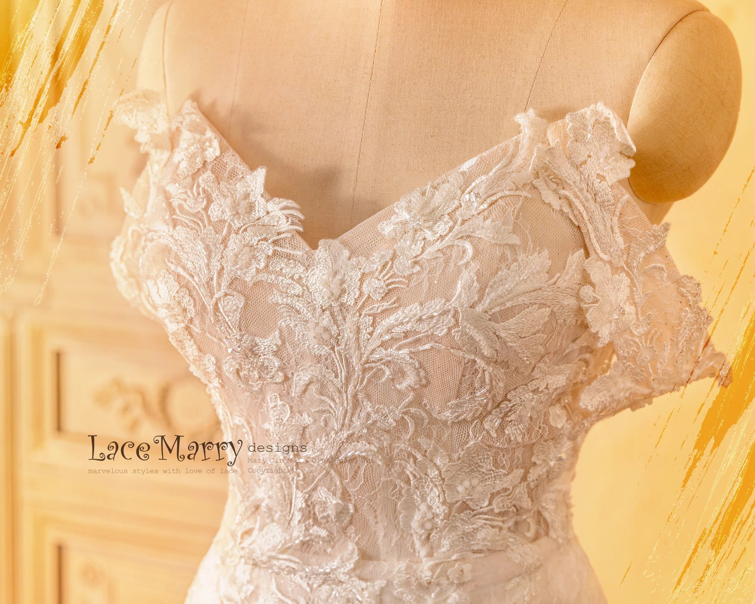 DILVA / Fitted Sparkling Wedding Dress with Removable Off Shoulder Straps - Image 8