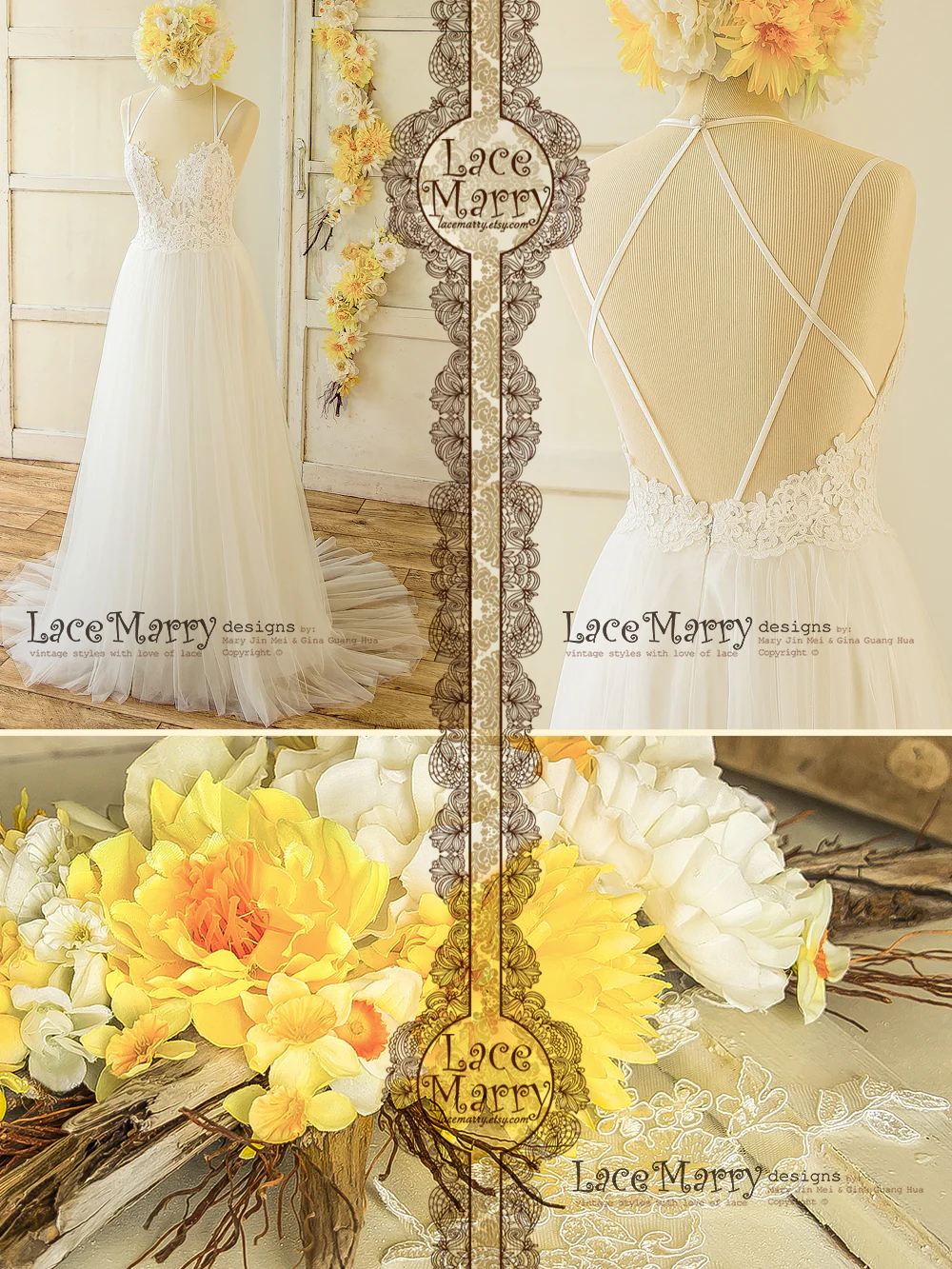 Summer Boho Wedding Dress with Criss Cross Straps - Image 10