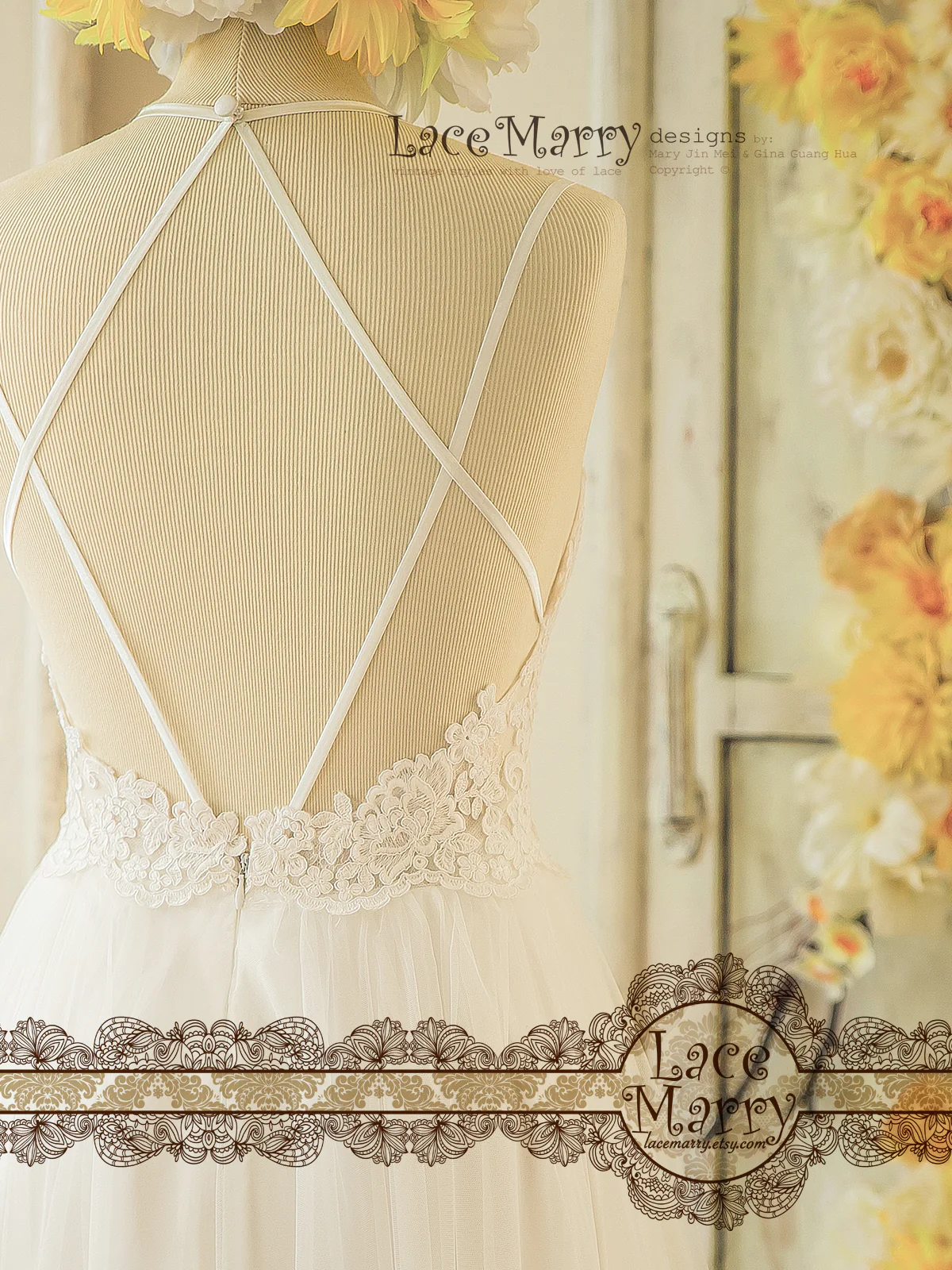 Summer Boho Wedding Dress with Criss Cross Straps - Image 6