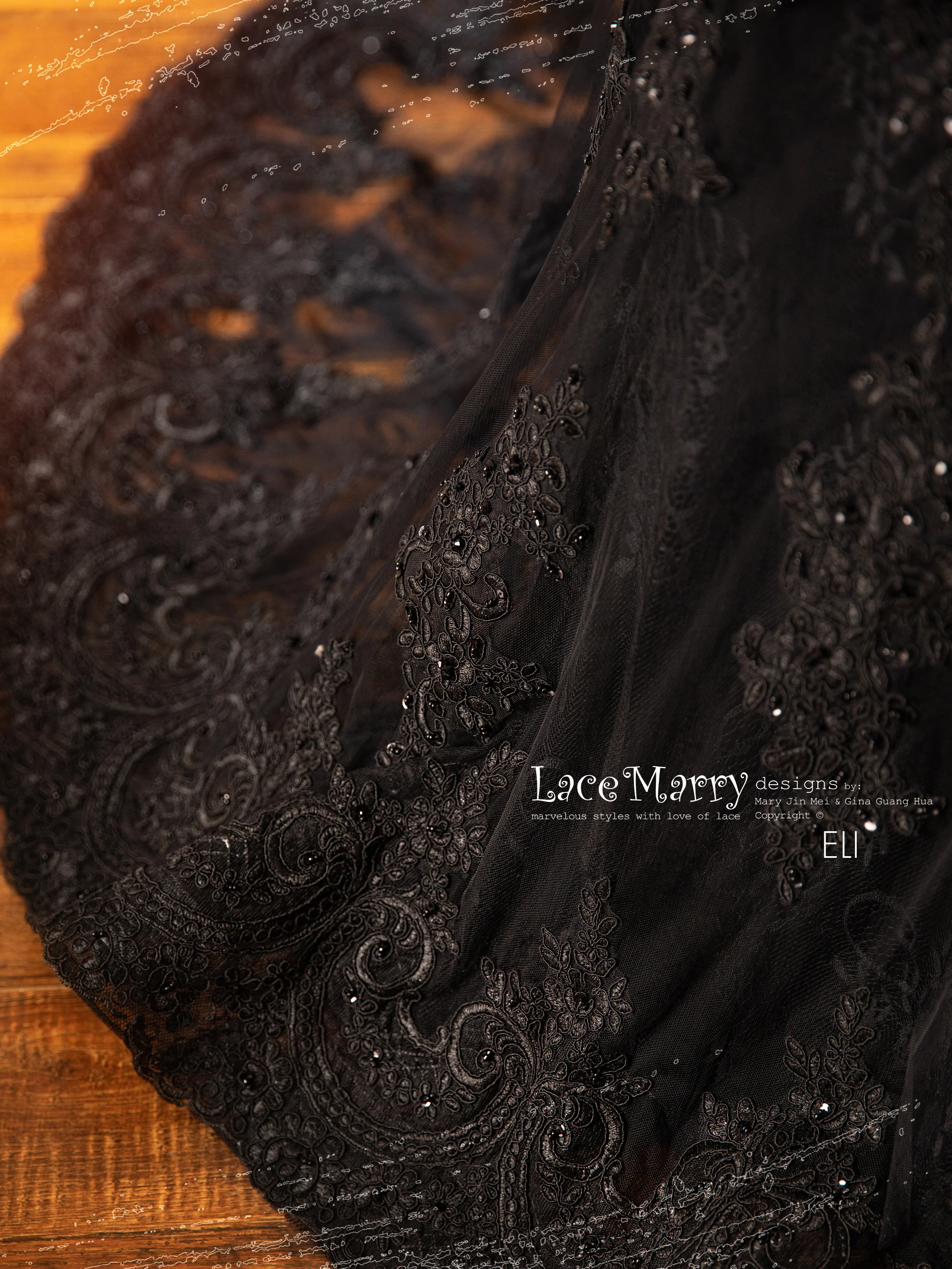 ELI / Black Wedding Dress with Thin Straps - Image 11