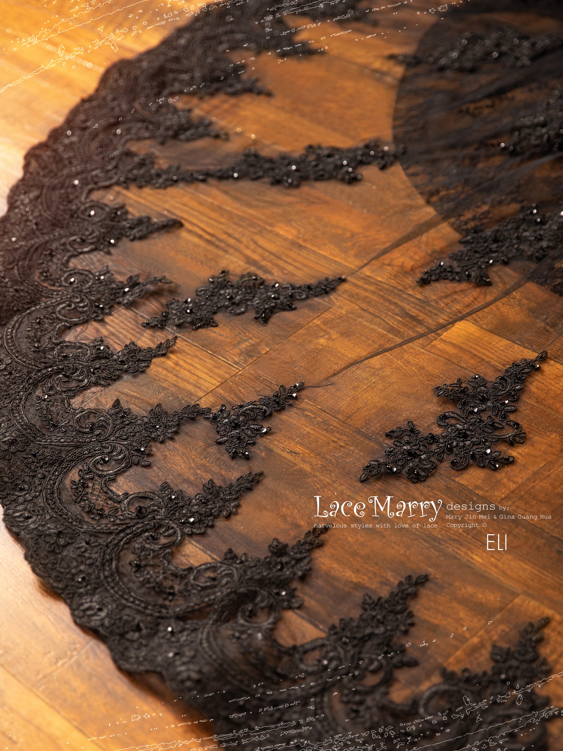 ELI / Black Wedding Dress with Thin Straps - Image 12