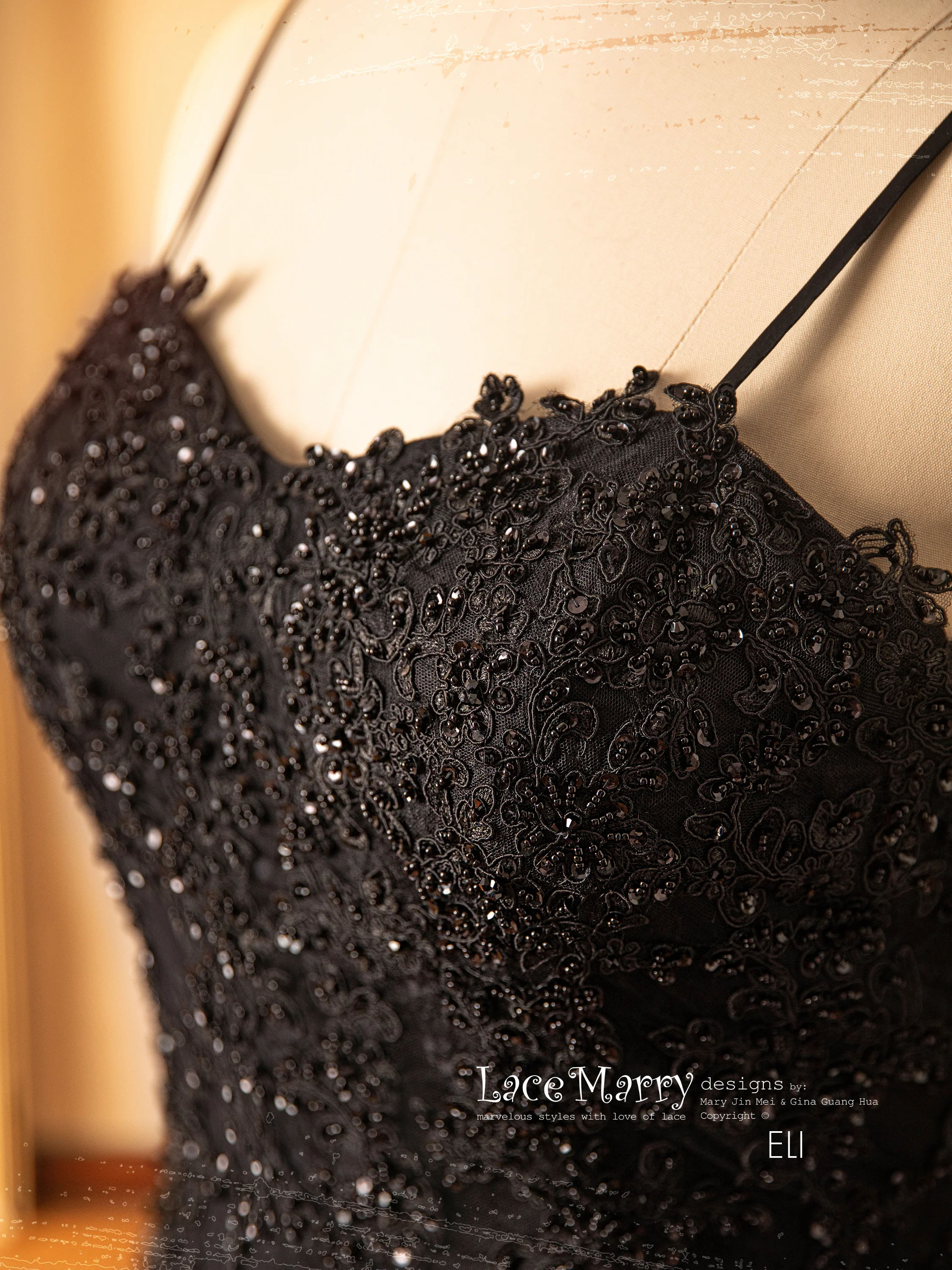 ELI / Black Wedding Dress with Thin Straps - Image 4