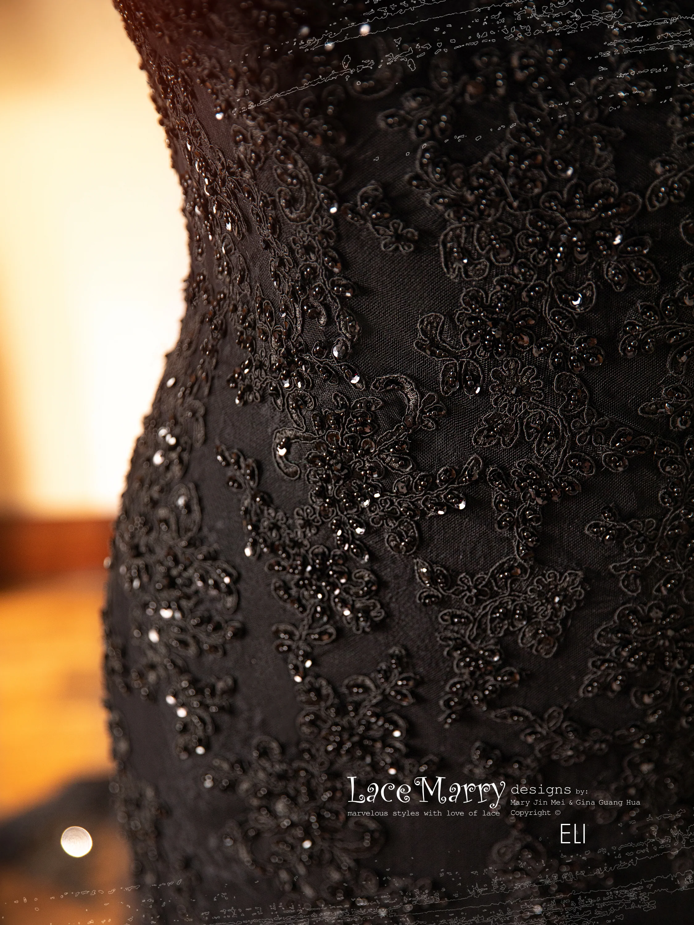 ELI / Black Wedding Dress with Thin Straps - Image 6