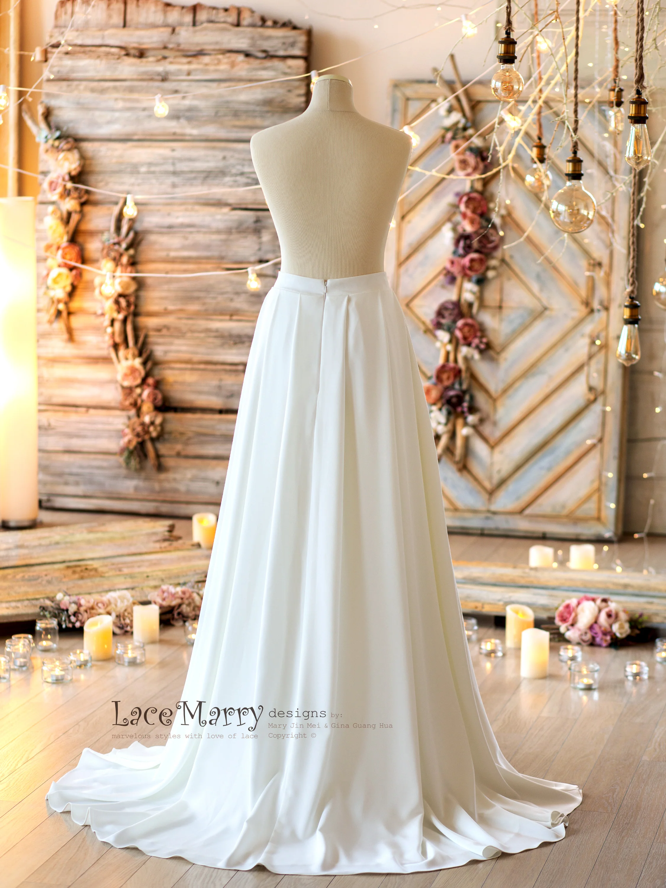 Enchanting Bridal Separate Set with Luxury Crepe Skirt - Image 8