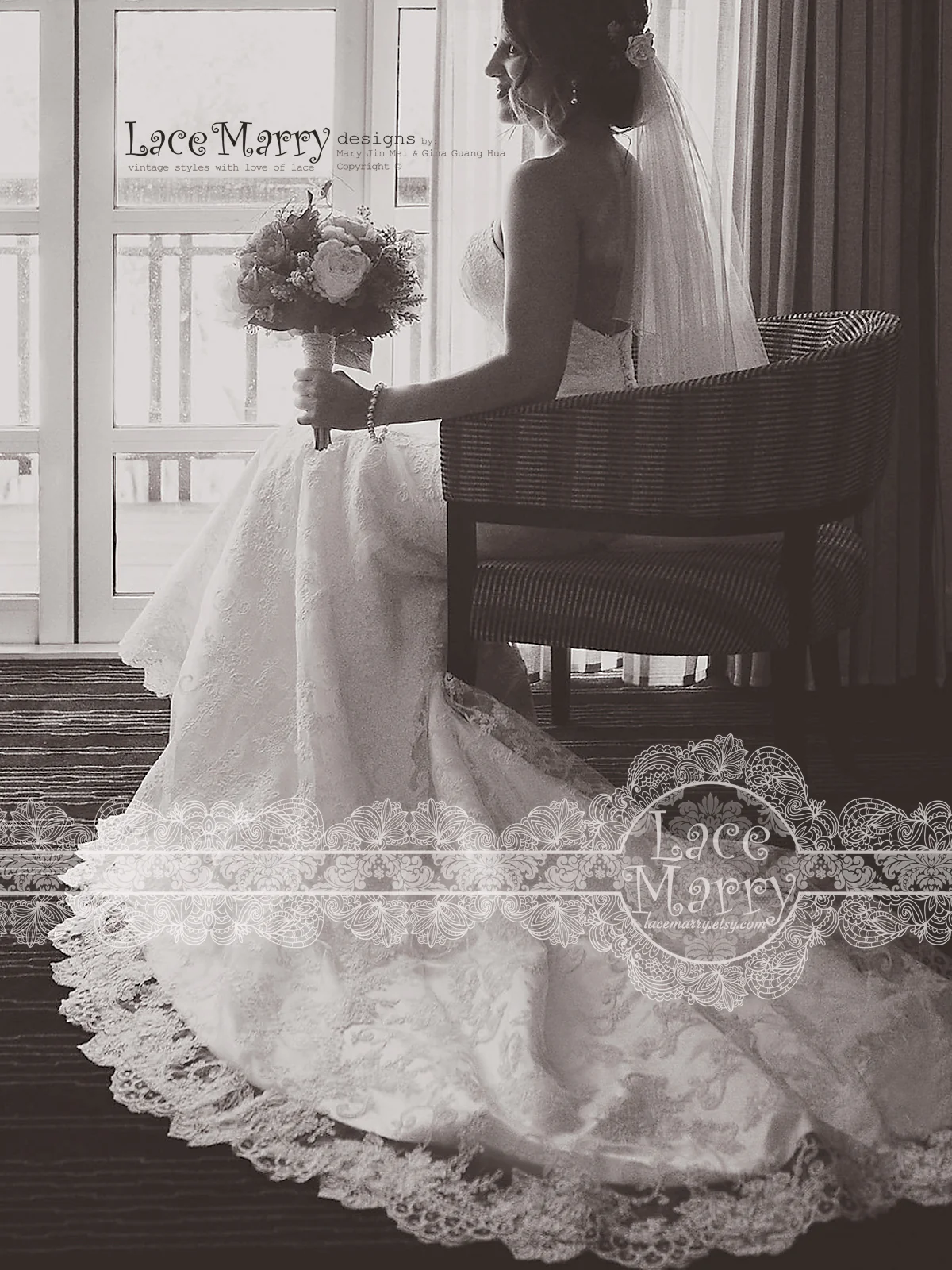 Exquisite Custom Wedding Dress with Strapless Neck - Image 3