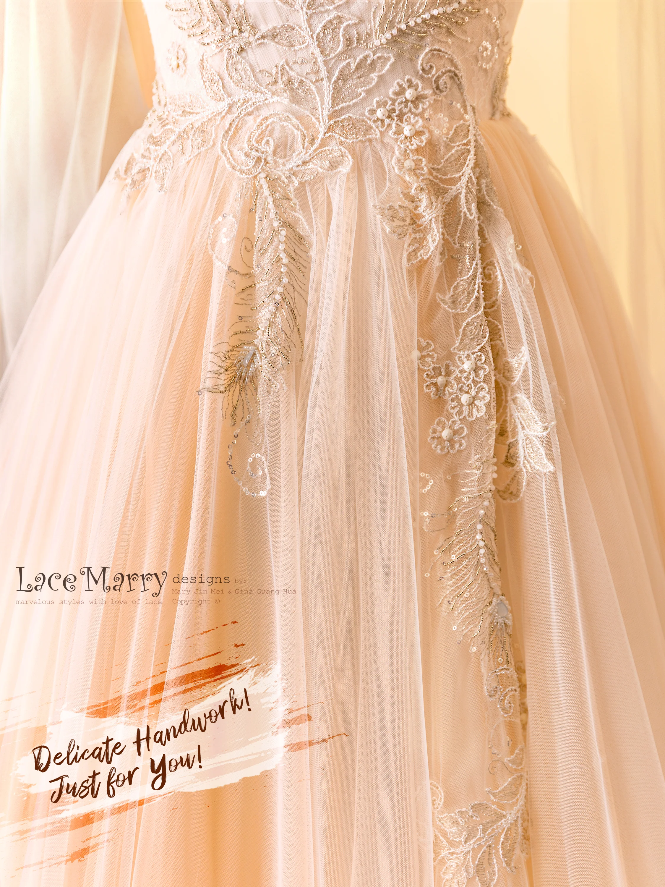 SAFFI / Fairytale Design Wedding Dress with Angel Like Cape Wings - Image 5