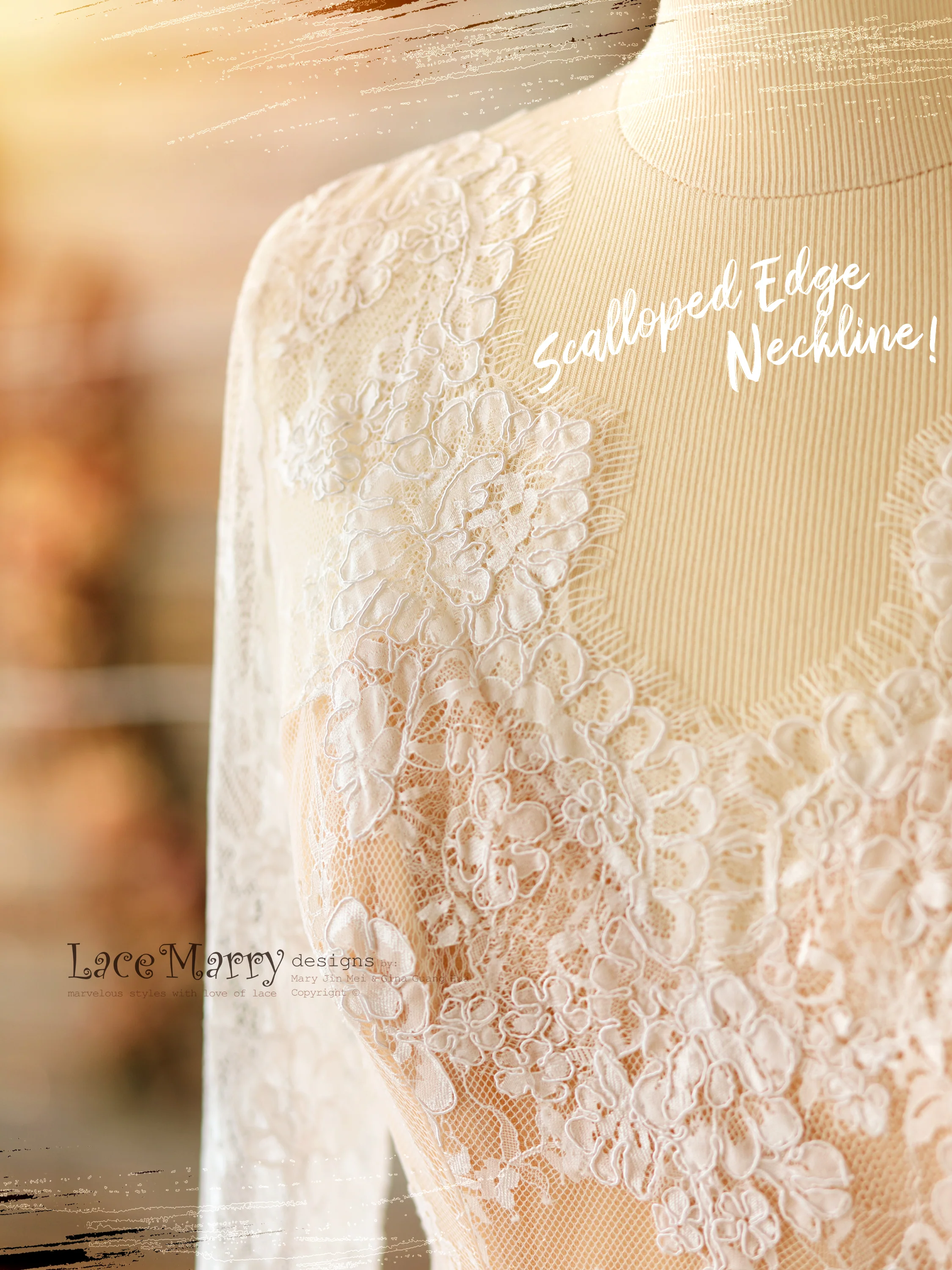 Fitted Wedding Dress Set with Long Lace Sleeves Top - Image 6