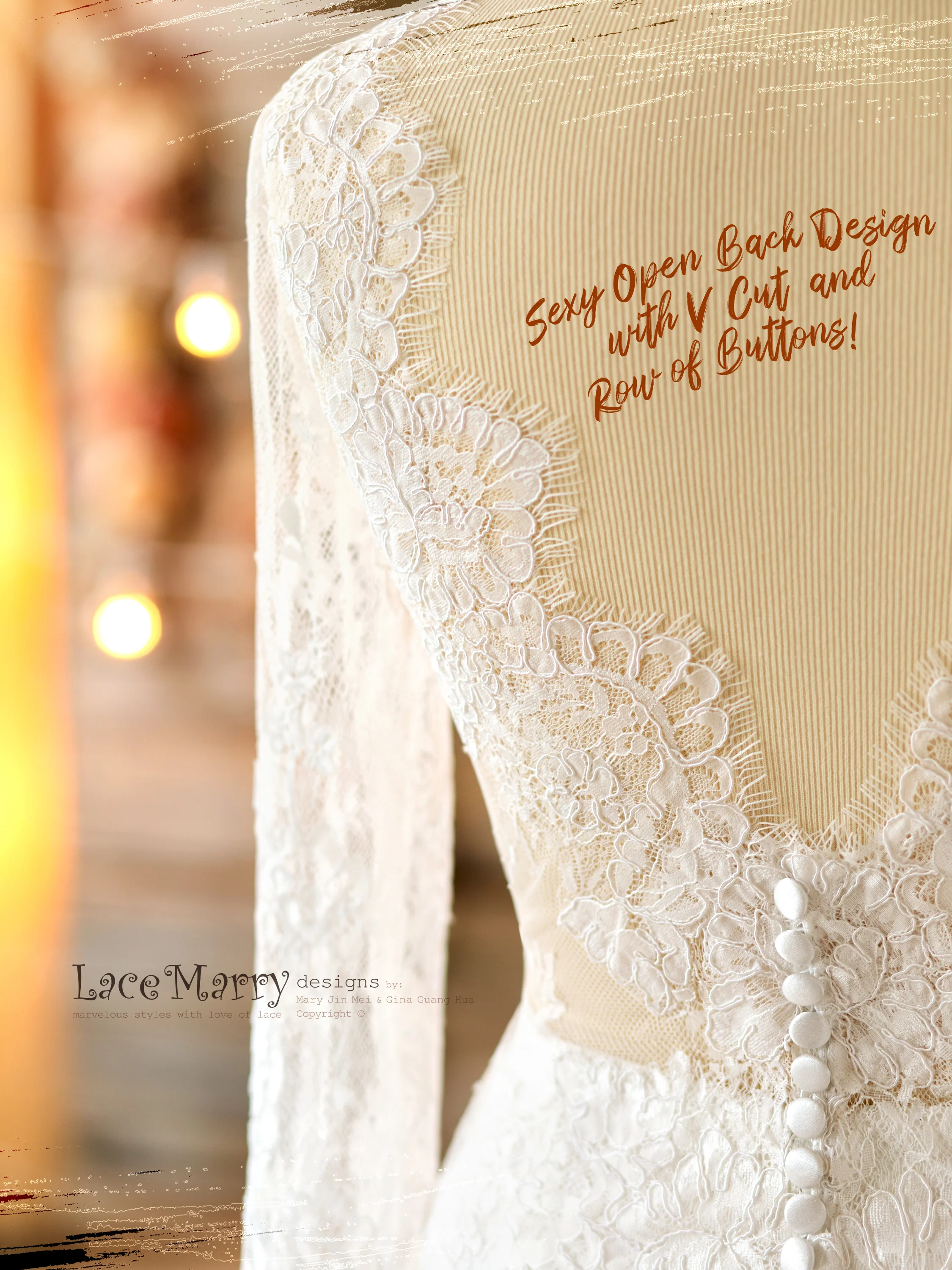 Fitted Wedding Dress Set with Long Lace Sleeves Top - Image 7