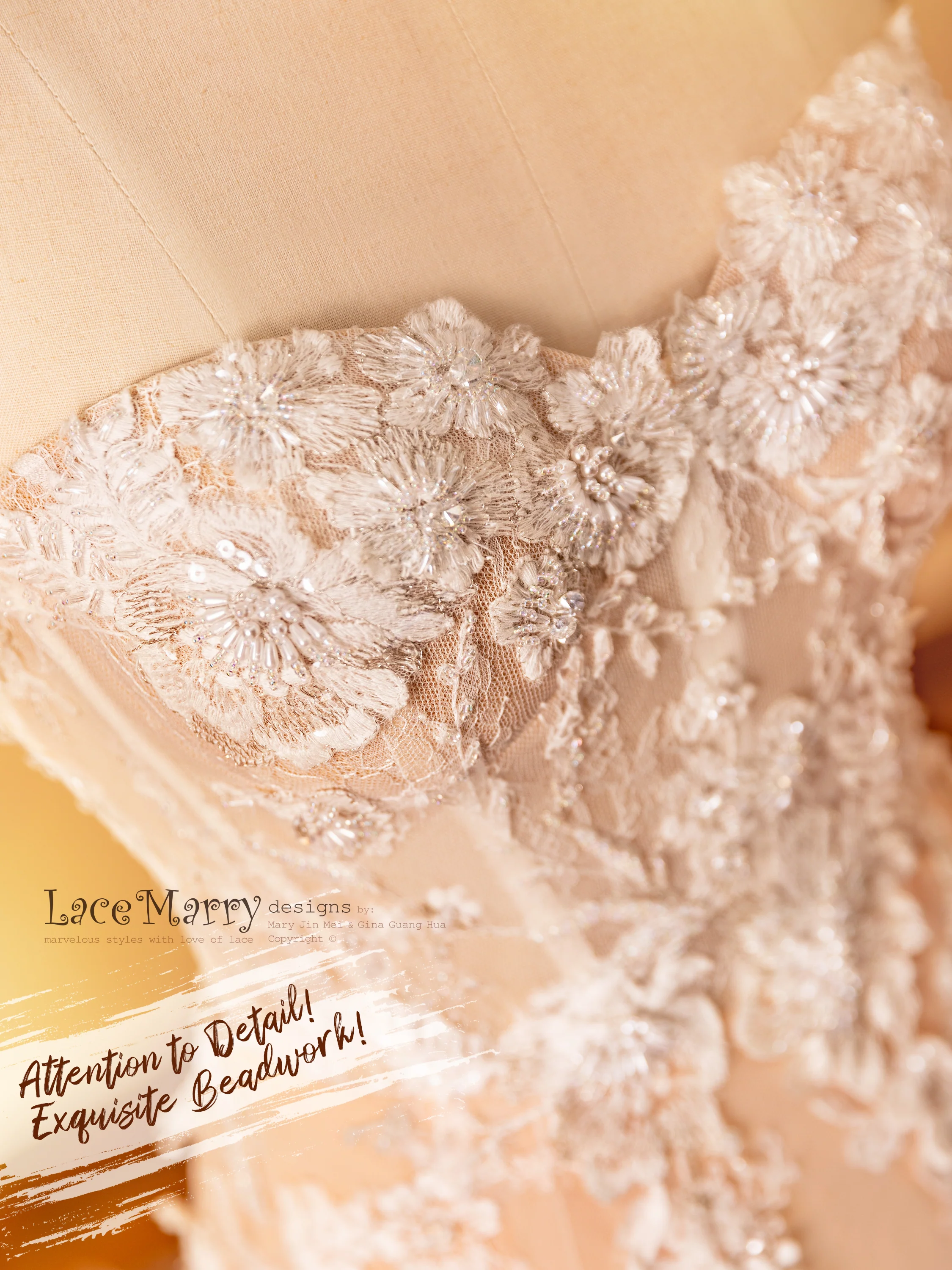 ROSALEEN / Fitted Wedding Dress with Amazing Beading - Image 3