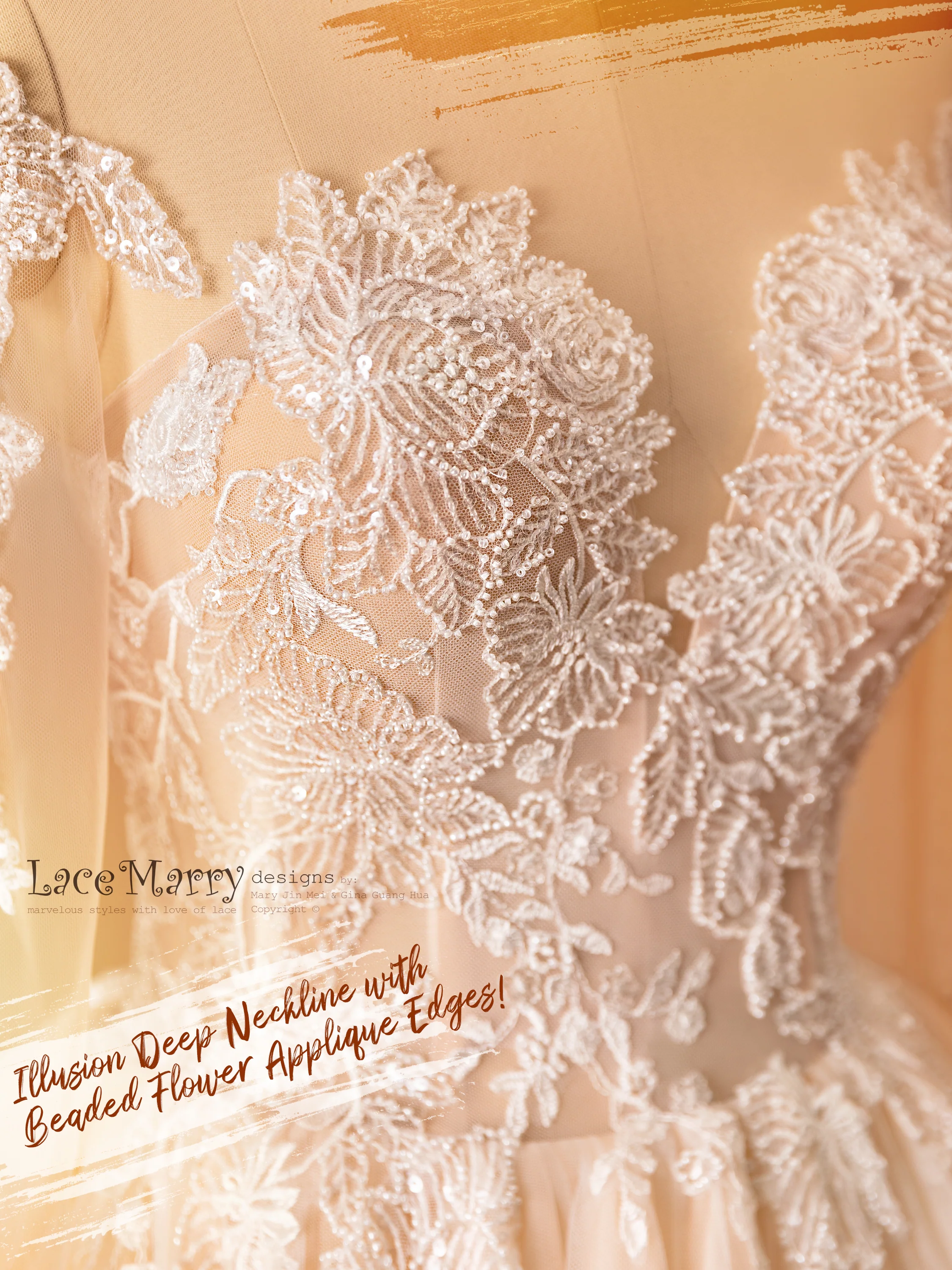 ZOEY / Glorious Wide Cut Wedding Dress with Long Train and Sleeves - Image 3