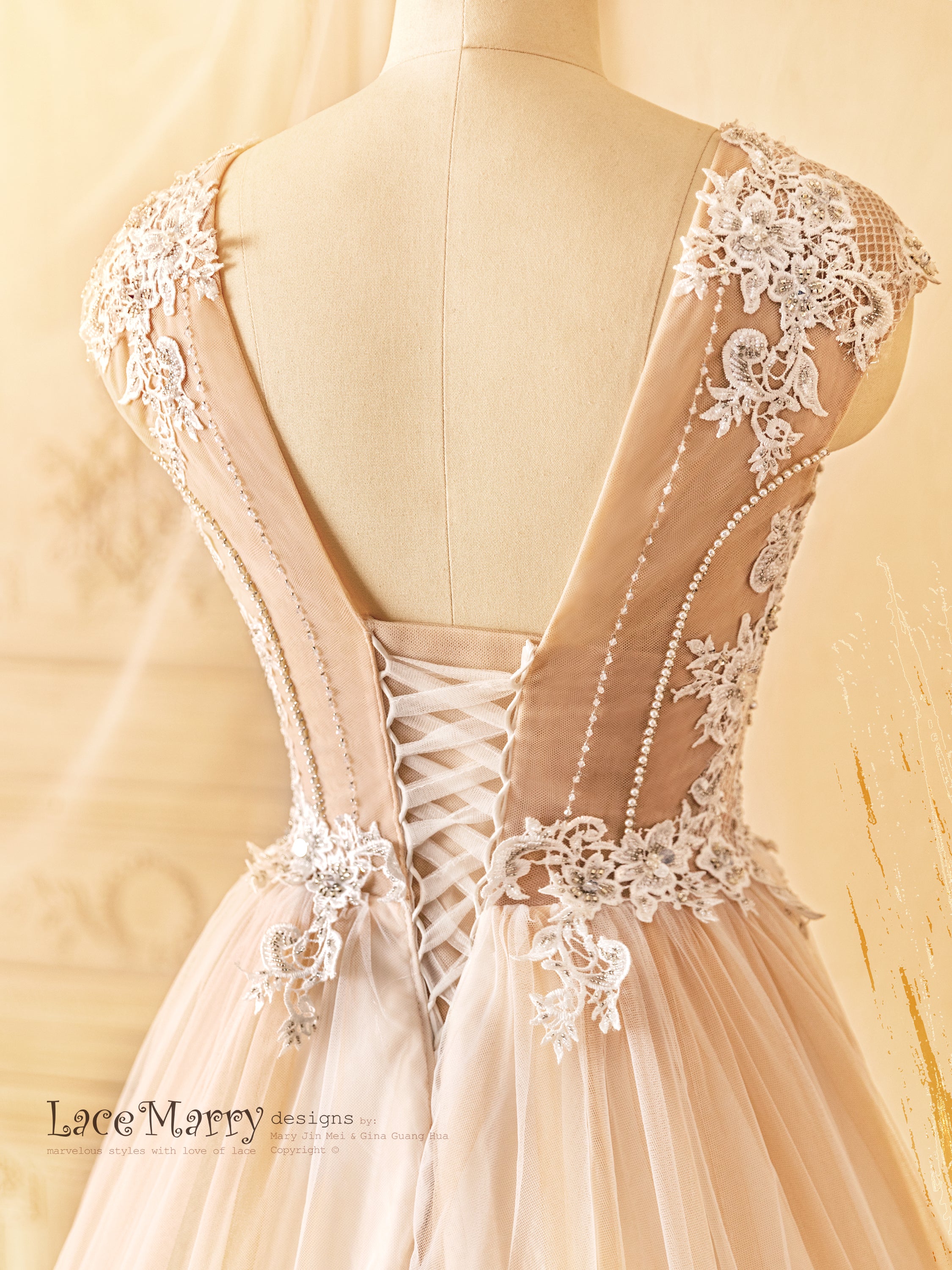 JAKIARA / A Line Wedding Dress with Gorgeous Rhombus Design - Image 7