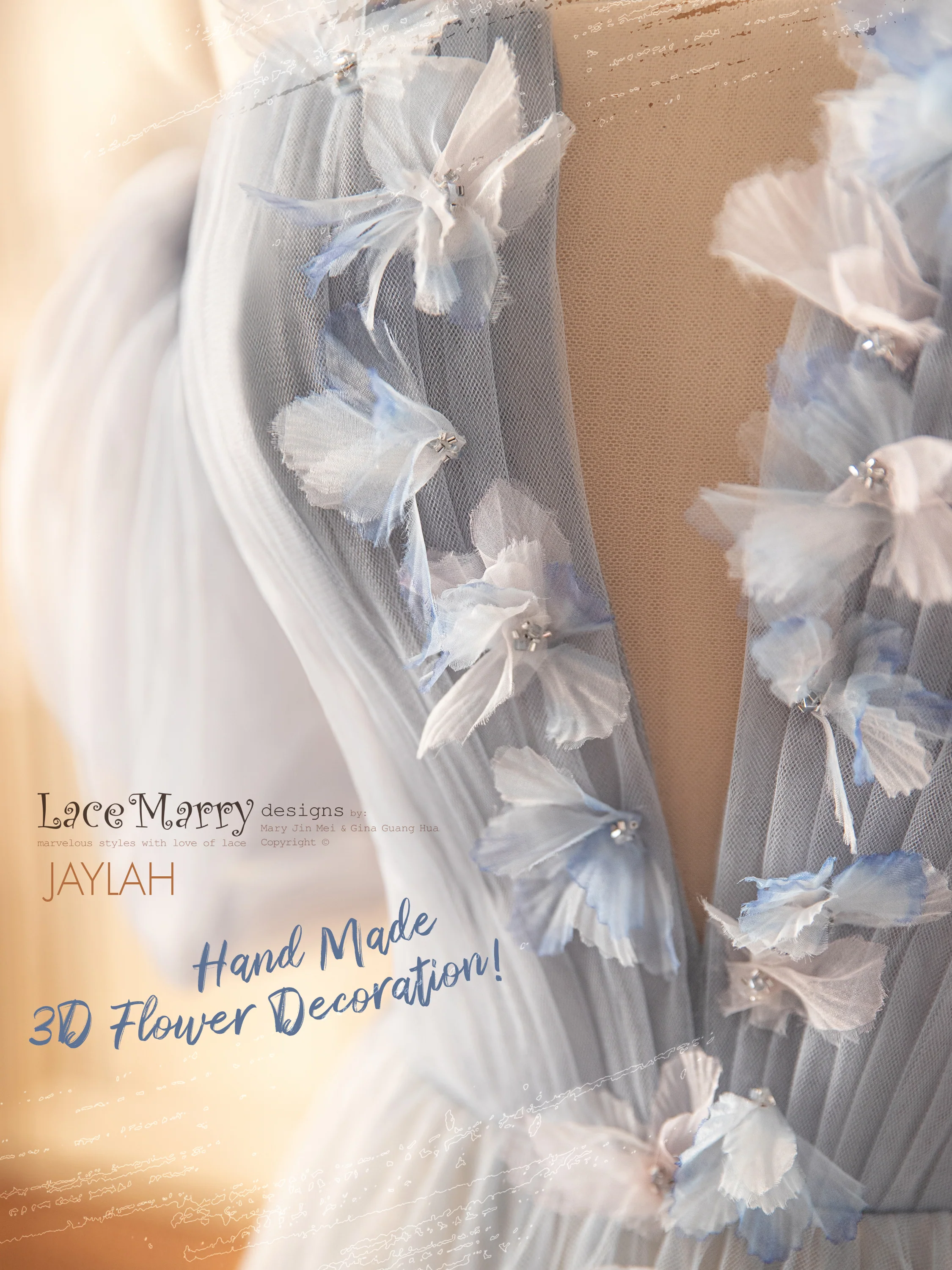 JAYLAH / Off Shoulder Wedding Dress in Blue Color - Image 4