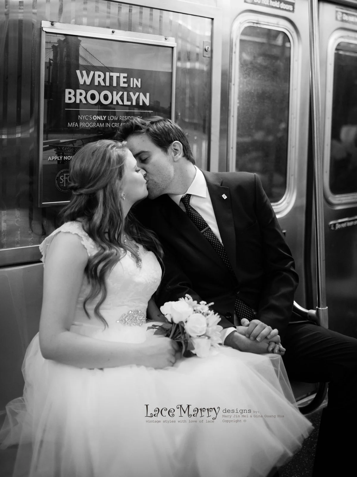 Knee Length Lace Wedding Dress with Tulle Skirt - Image 8