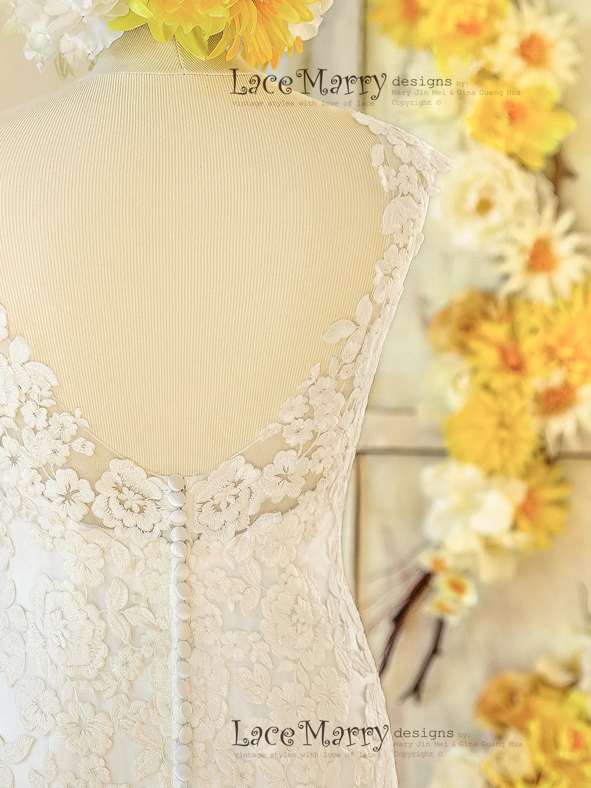 Lace Applique Wedding Dress with Deep Sweetheart Neckline - Image 7