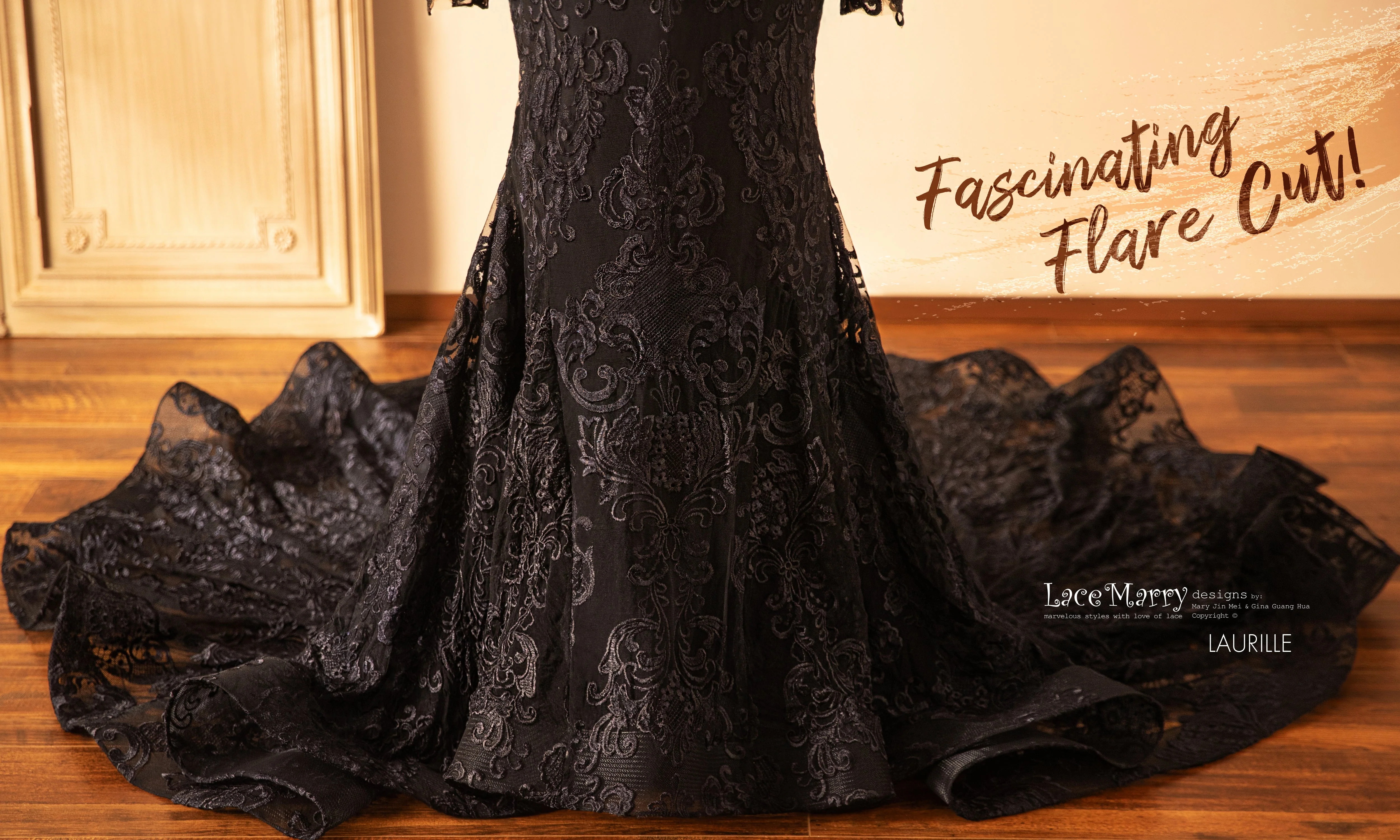 LAURILLE / Black Wedding Dress with Long Sleeves - Image 10