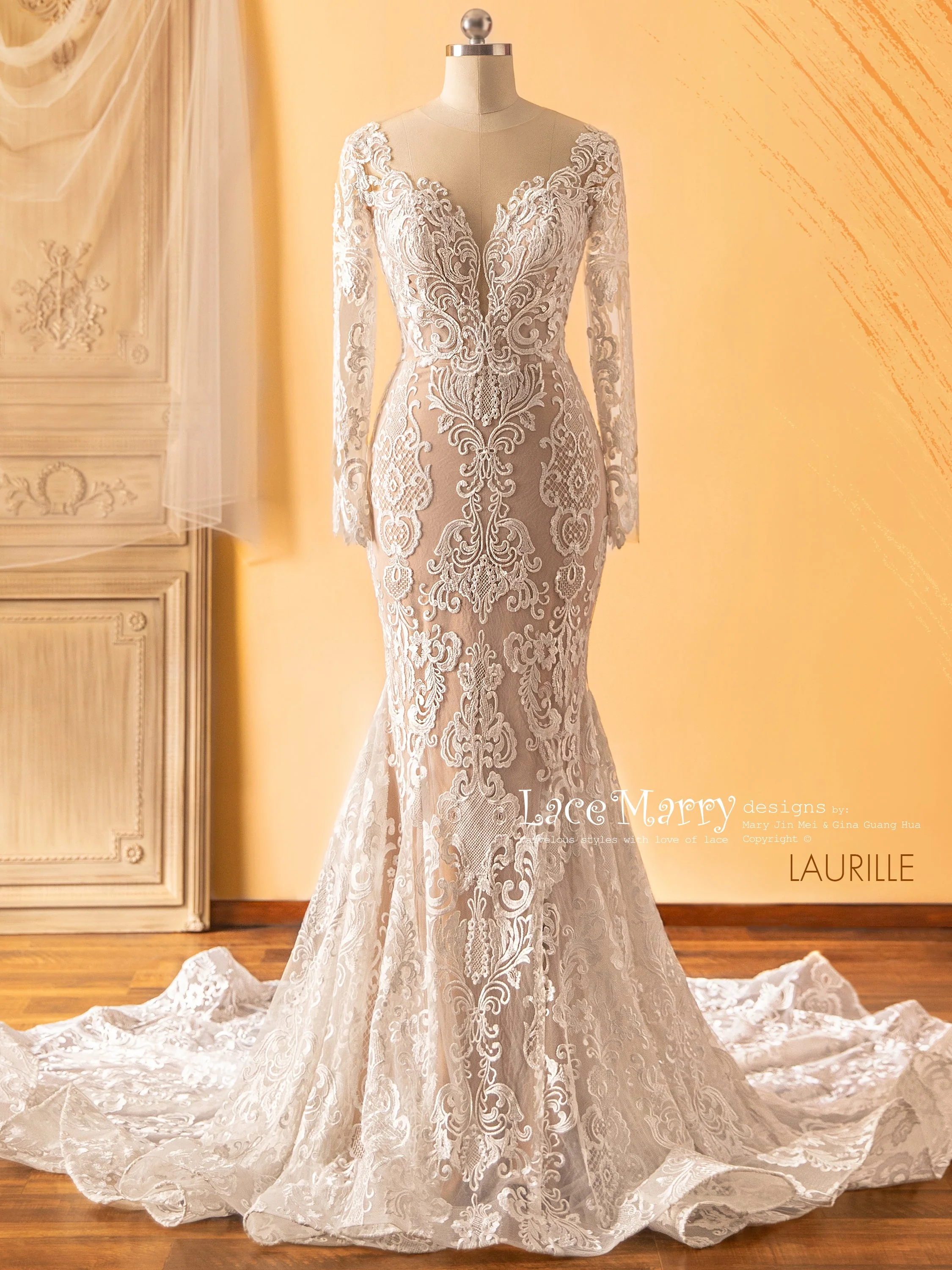 LAURILLE / Black Wedding Dress with Long Sleeves - Image 11