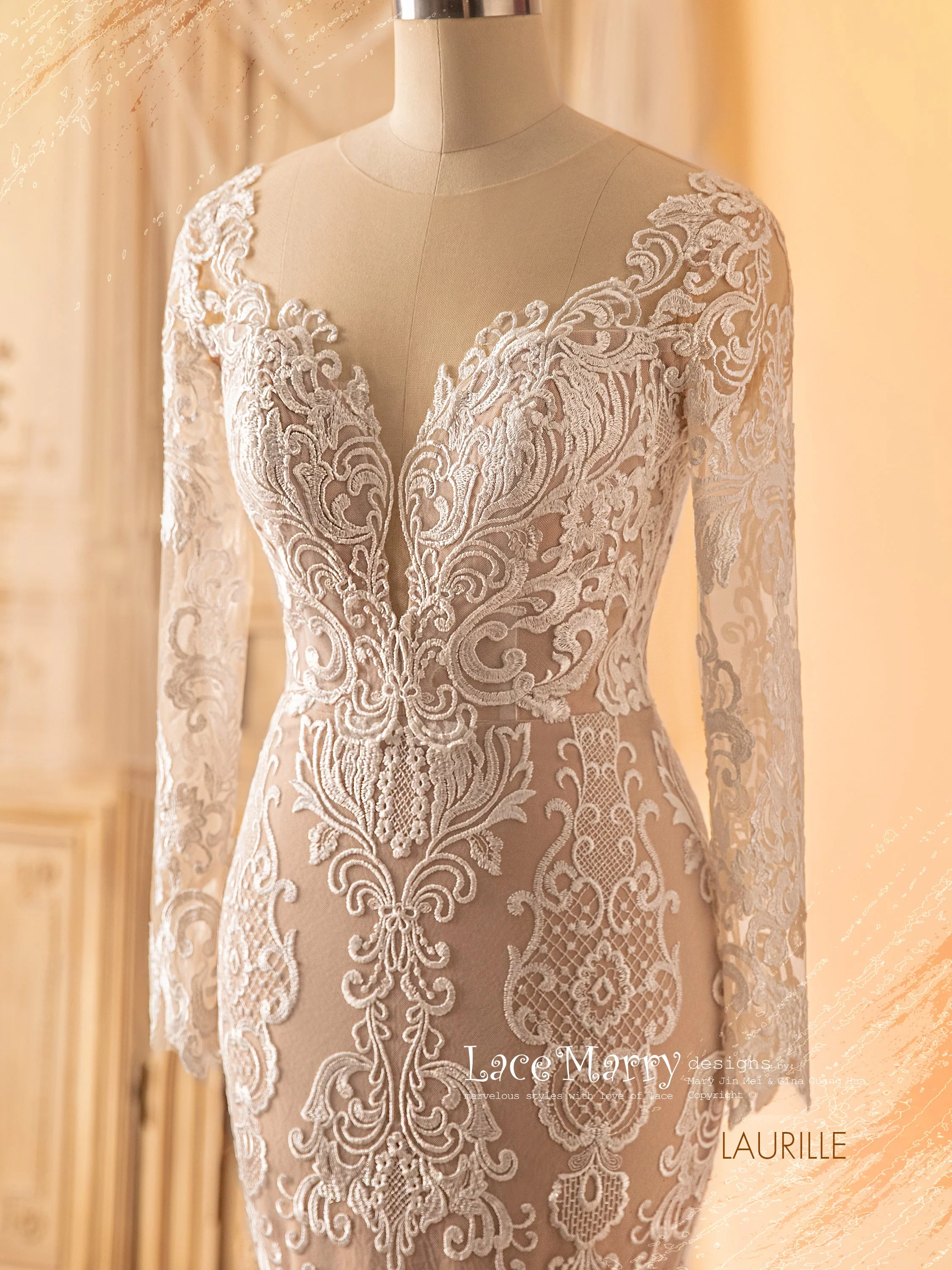 LAURILLE / Black Wedding Dress with Long Sleeves - Image 15