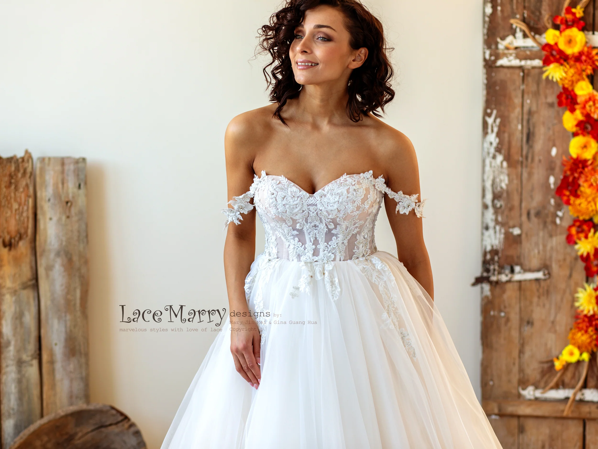 Lux Wedding Dress with Off Shoulder Straps - Image 11