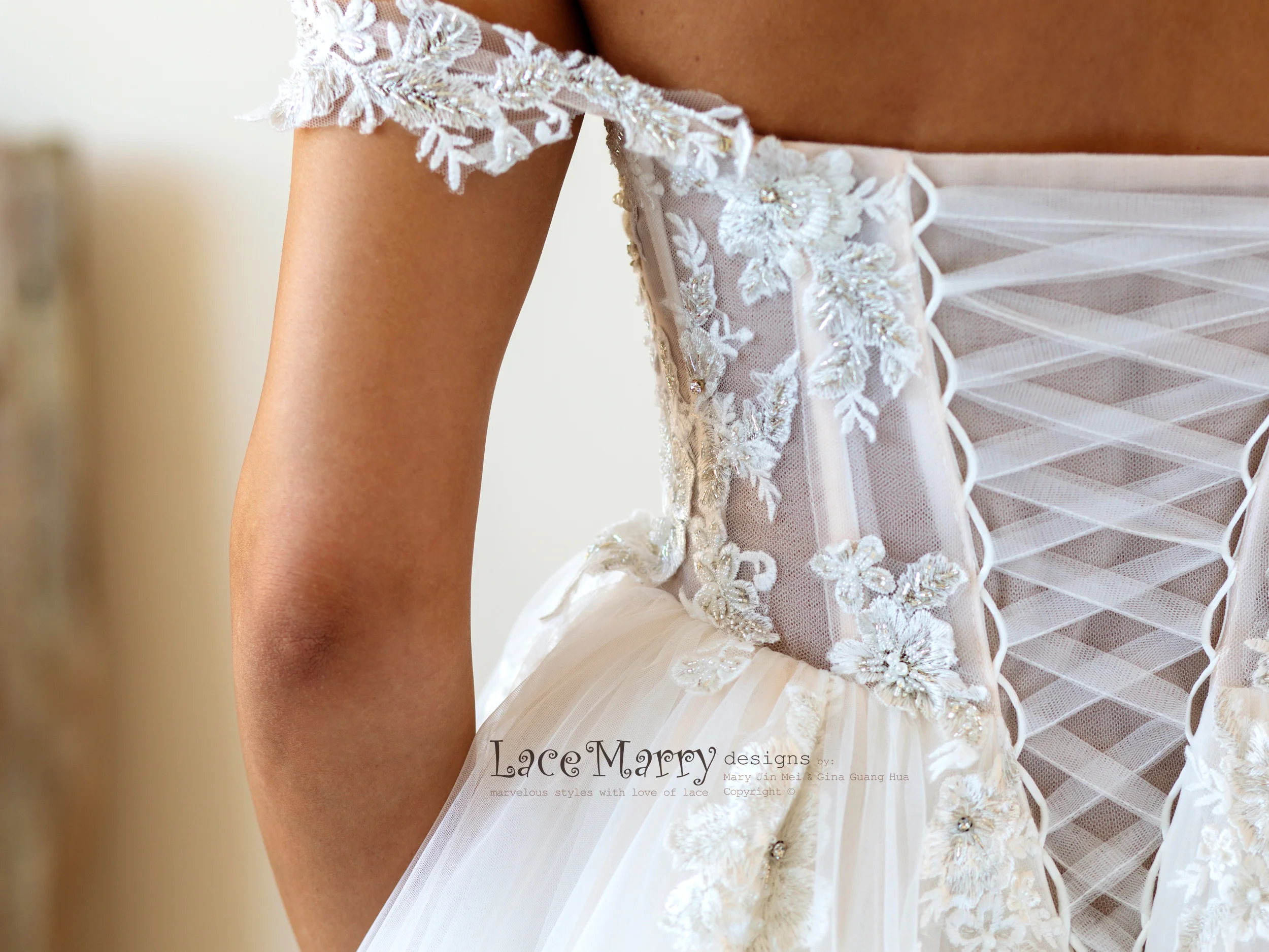 Lux Wedding Dress with Off Shoulder Straps - Image 13