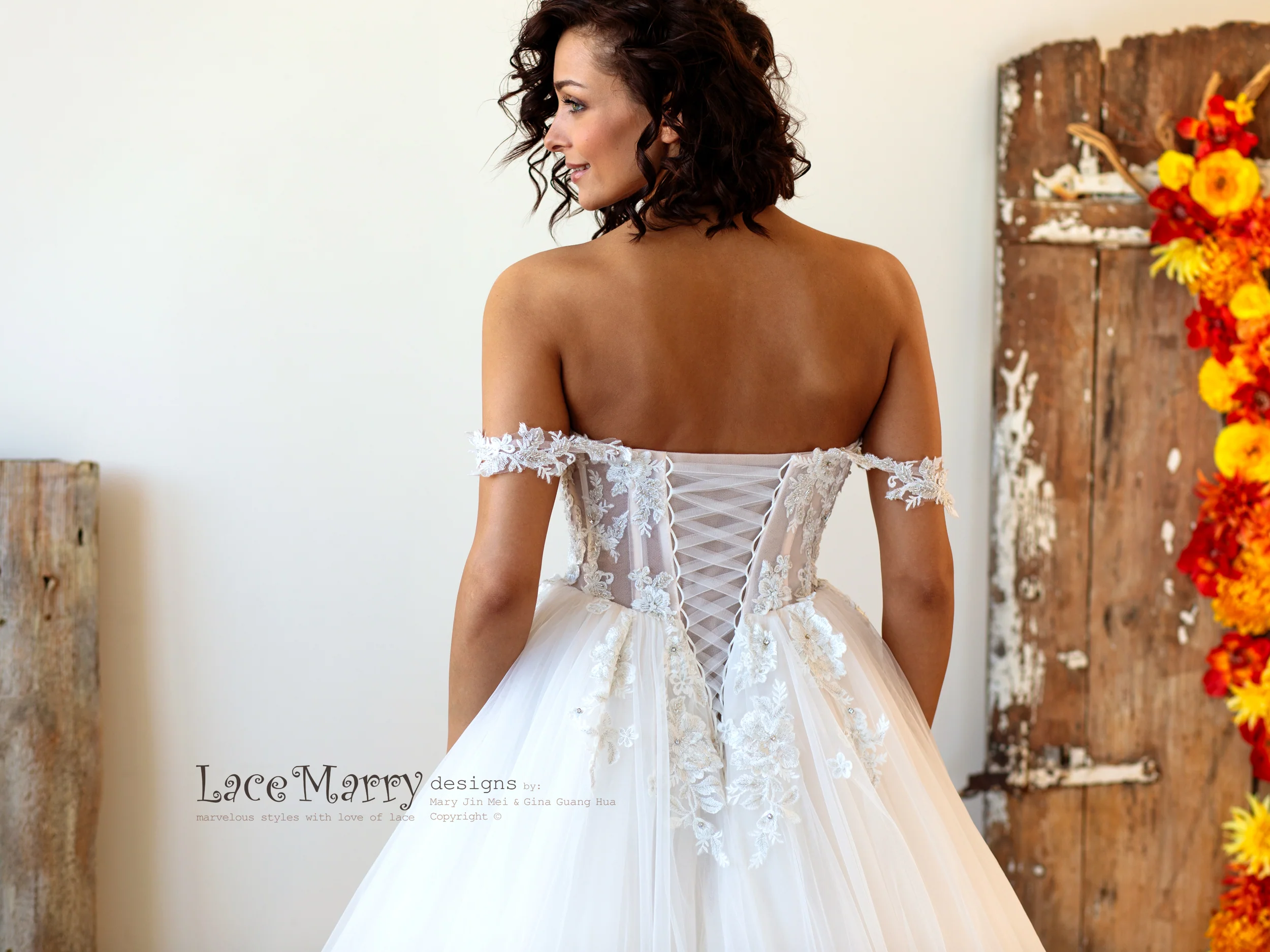 Lux Wedding Dress with Off Shoulder Straps - Image 9
