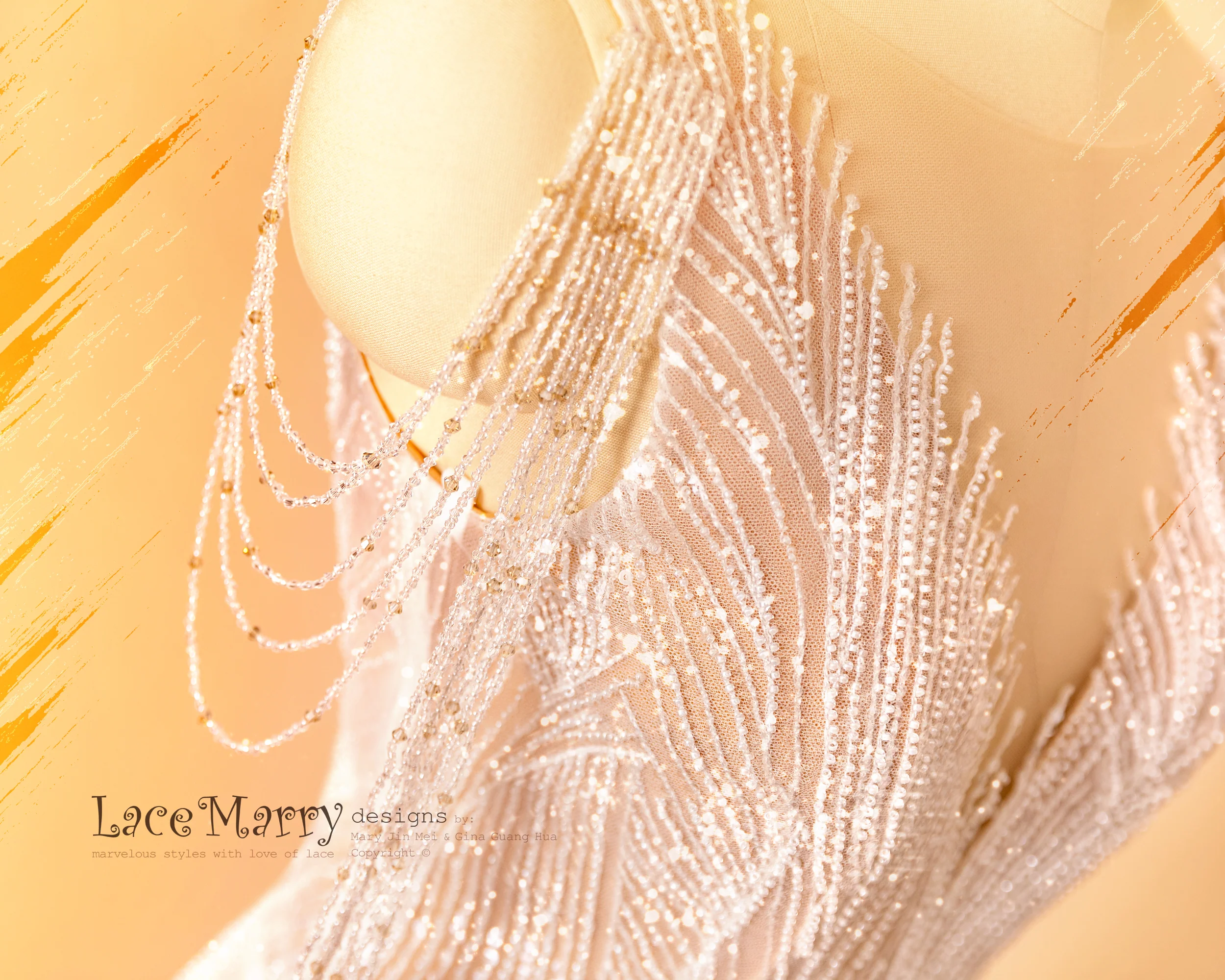 MARGO / Beaded Sheath Wedding Dress in Nude Color - Image 18